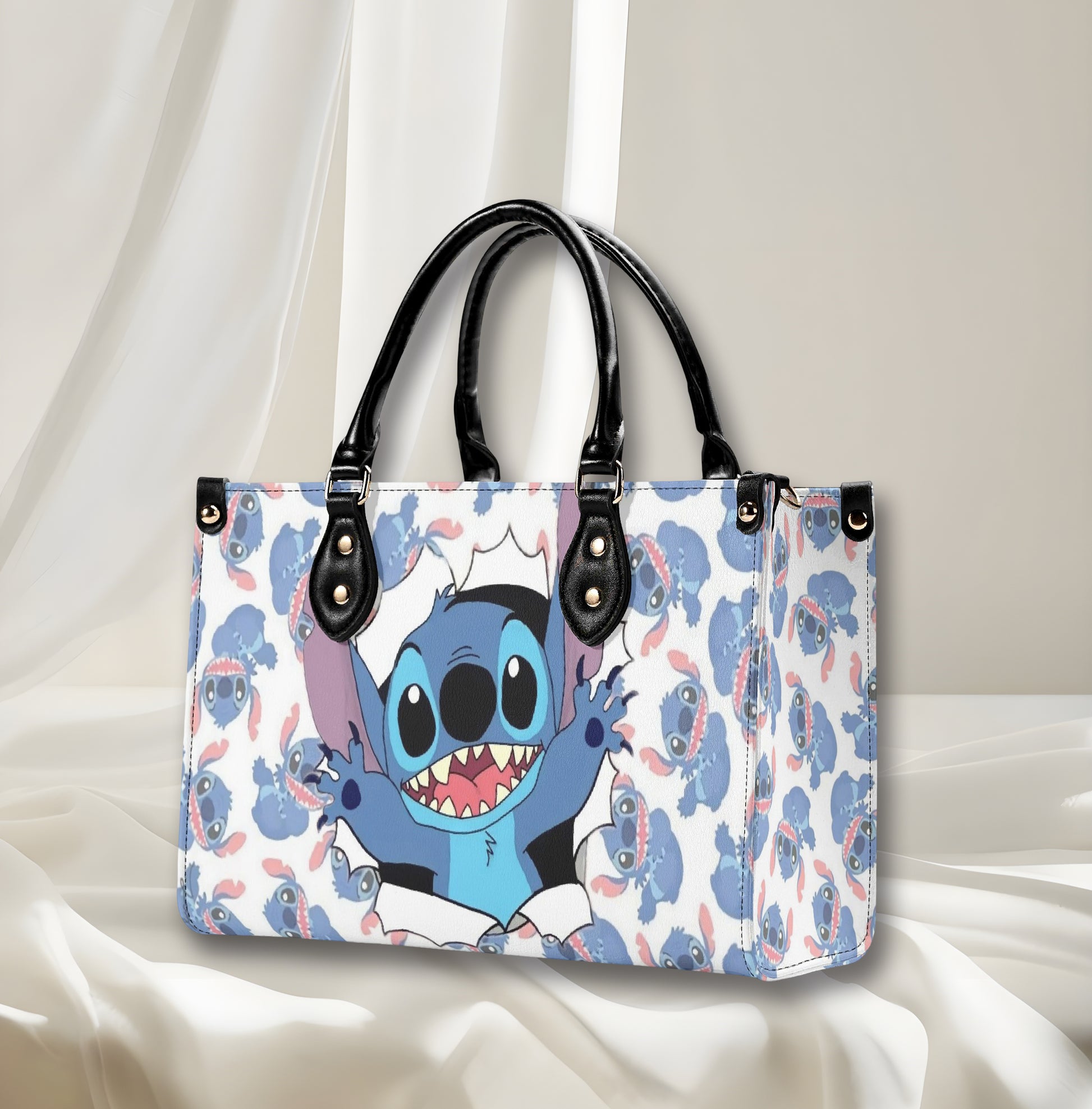 Stitch Halloween Leather Handbag, Cute Cartoon Anime Tote Bag for Women, Womenโs Halloween Accessory Handbag