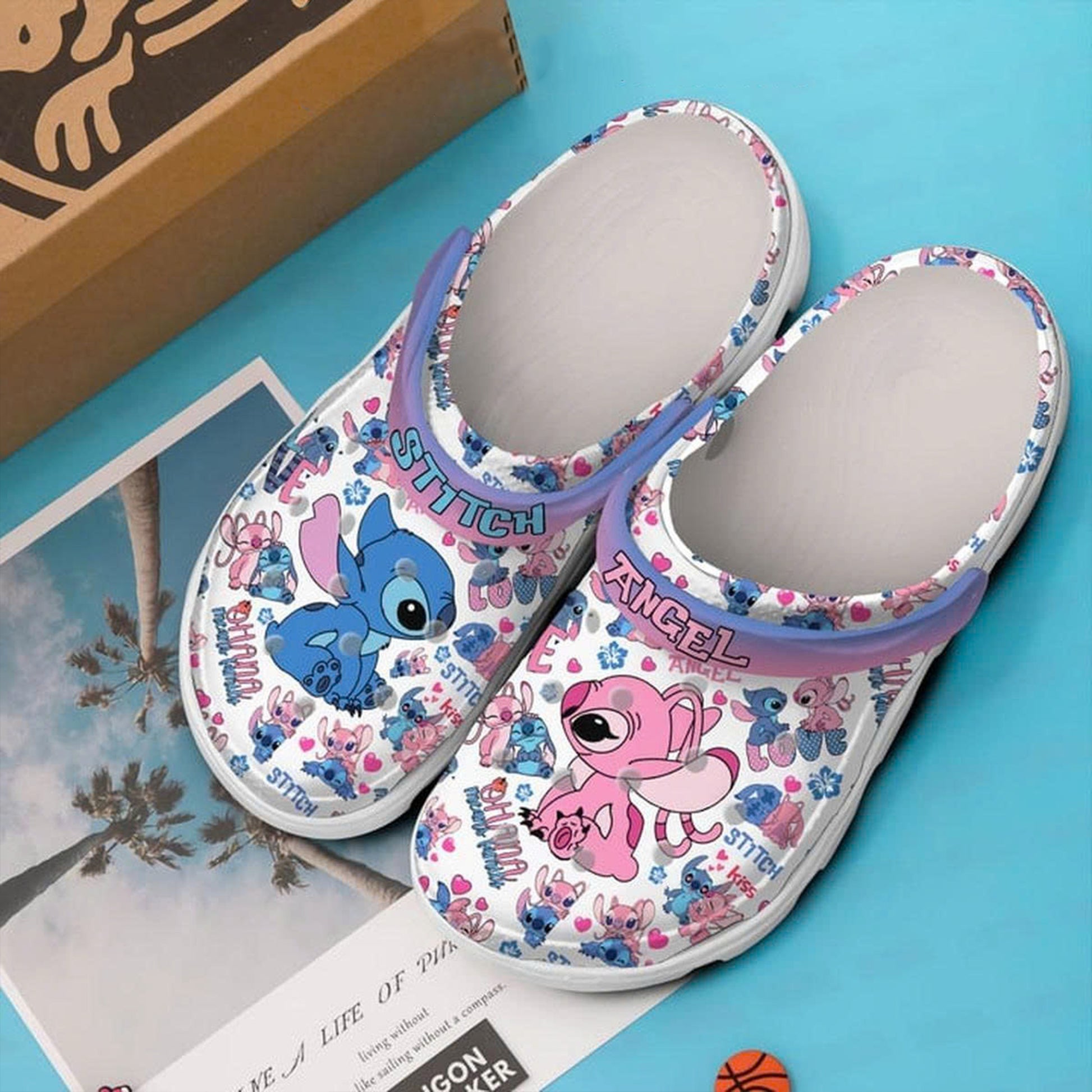 Stitch And Angel Cartoon Clogs Shoes, Stitch Shoes, Stitch Sandals, Funny Slippers, Clogs and Mules, Custom Summer Shoes