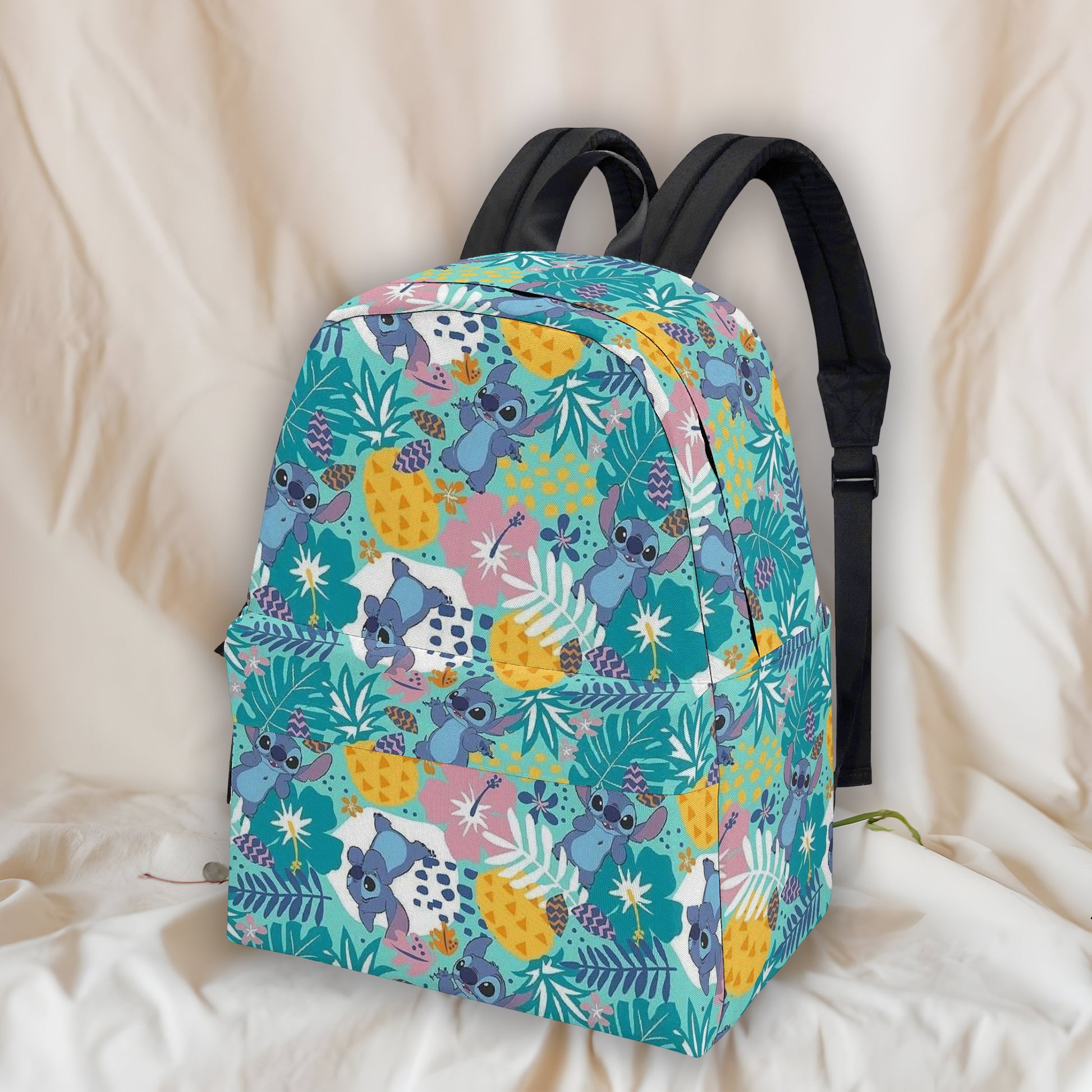 Stitch Backpack for Kids and Adults, Cute Hawaiian Pineapple Print School Bag, Cartoon Character Travel Backpack BPGR28