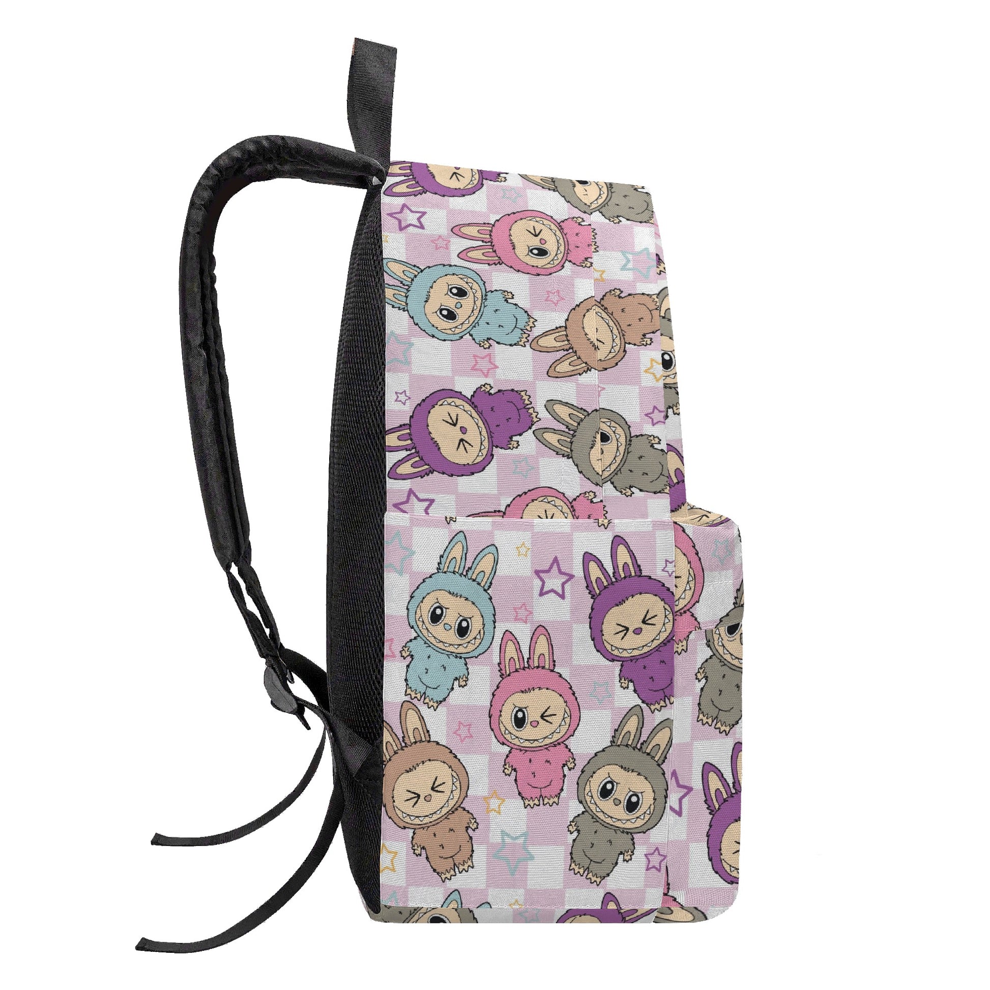 Pastel Labubu Bunny Backpack - Kawaii Cartoon School Bag with Stars & Cute Animal Suits, Soft Aesthetic Bookbag for Kids & Fans BPGR12