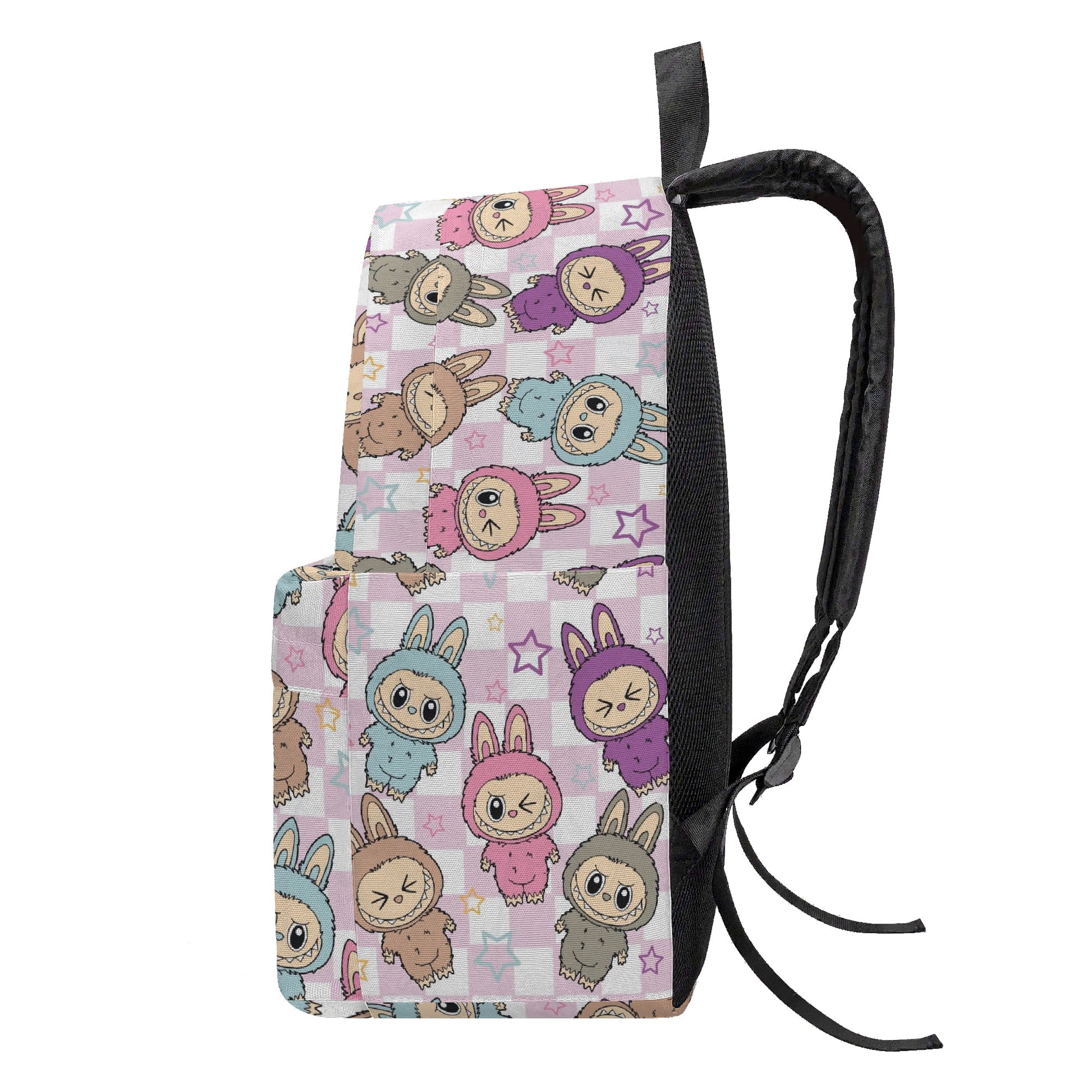 Pastel Labubu Bunny Backpack - Kawaii Cartoon School Bag with Stars & Cute Animal Suits, Soft Aesthetic Bookbag for Kids & Fans BPGR12