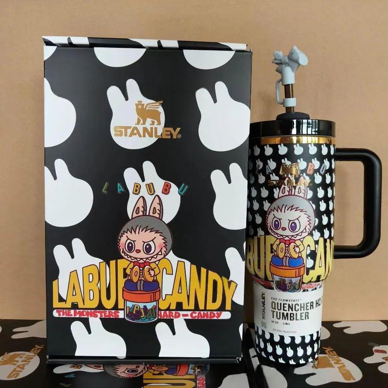 Custom Labubu Stanley Tumbler 40oz, Cute Cartoon Quencher H2.0, Personalized Travel Mug, Collector’s Gift for Labubu Fans