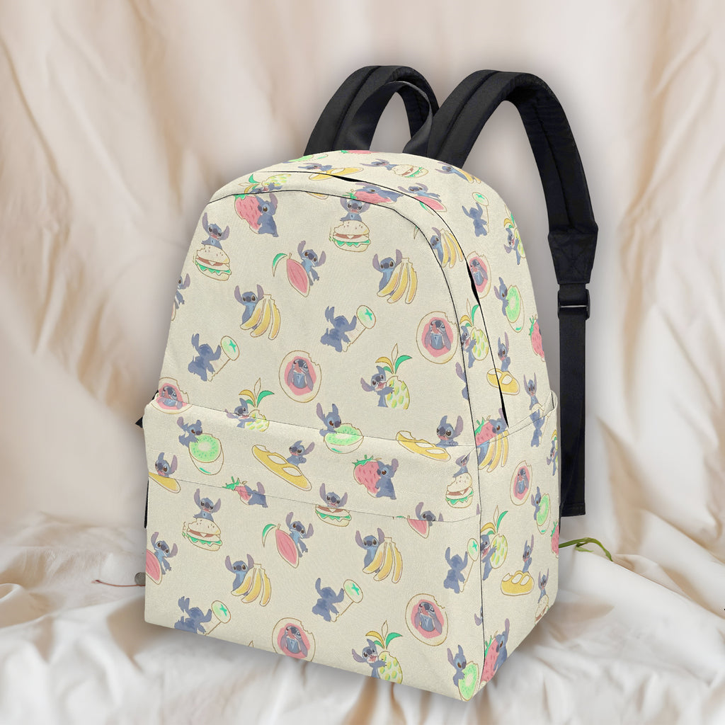 Stitch Food Backpack, Funny Fruit & Snack Print Rucksack, Casual Anime Style Bag for Everyday Use BPGR17