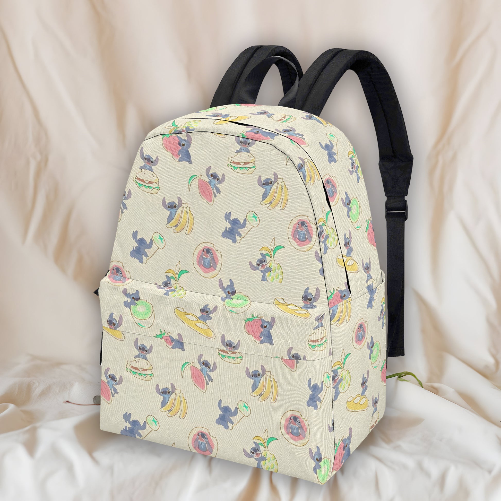 Stitch Food Backpack, Funny Fruit & Snack Print Rucksack, Casual Anime Style Bag for Everyday Use BPGR17