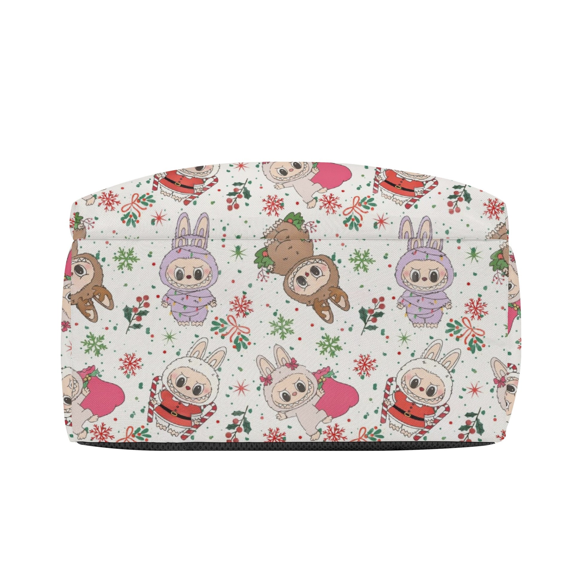 Christmas Labubu Backpack, Cute Holiday Cartoon School Bag with Snowflakes & Candy Canes, Winter Labubu Bookbag Gift for Kids BPGR03