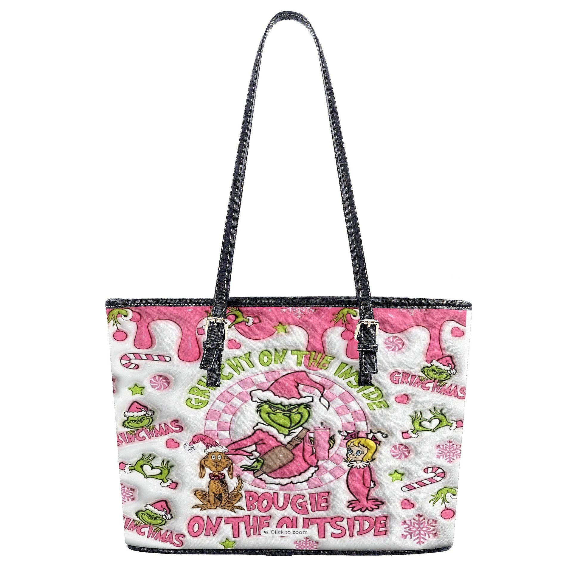 Pink Grinchmas HandBag, Bougie on the Outside Design, Funny Grinch Purse, Holiday Handbag for Her, Cute Christmas Gift