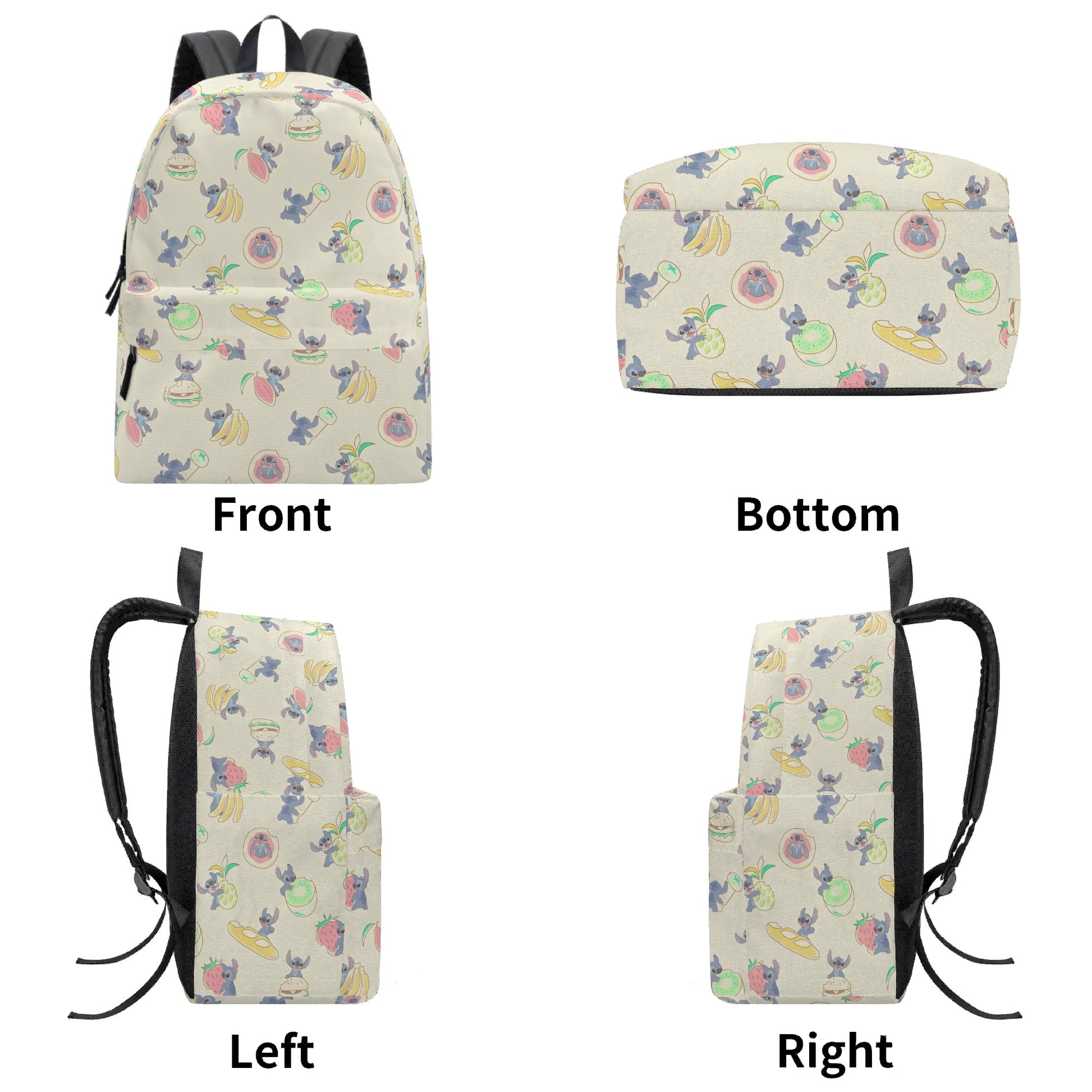 Stitch Food Backpack, Funny Fruit & Snack Print Rucksack, Casual Anime Style Bag for Everyday Use BPGR17
