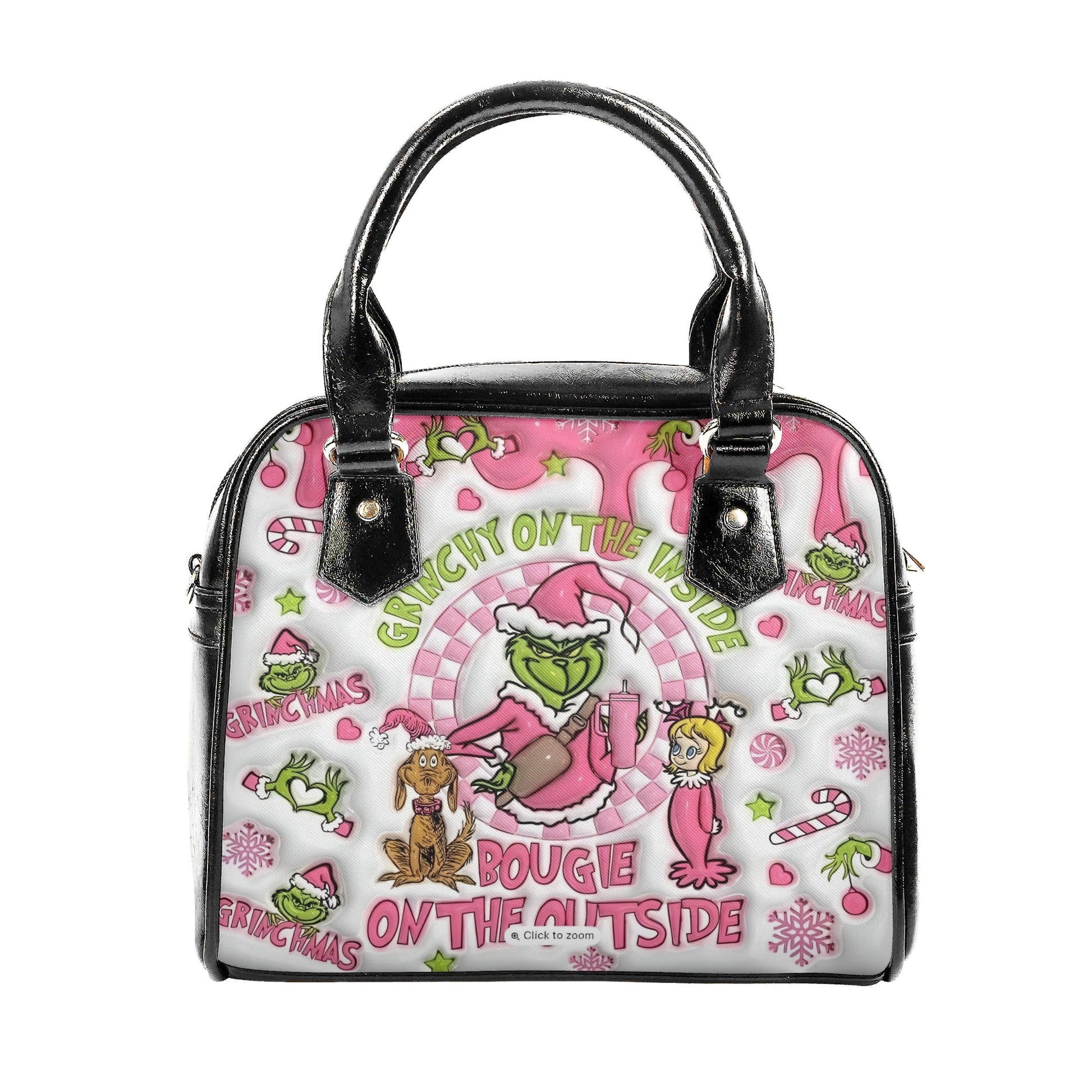 Pink Grinchmas HandBag, Bougie on the Outside Design, Funny Grinch Purse, Holiday Handbag for Her, Cute Christmas Gift
