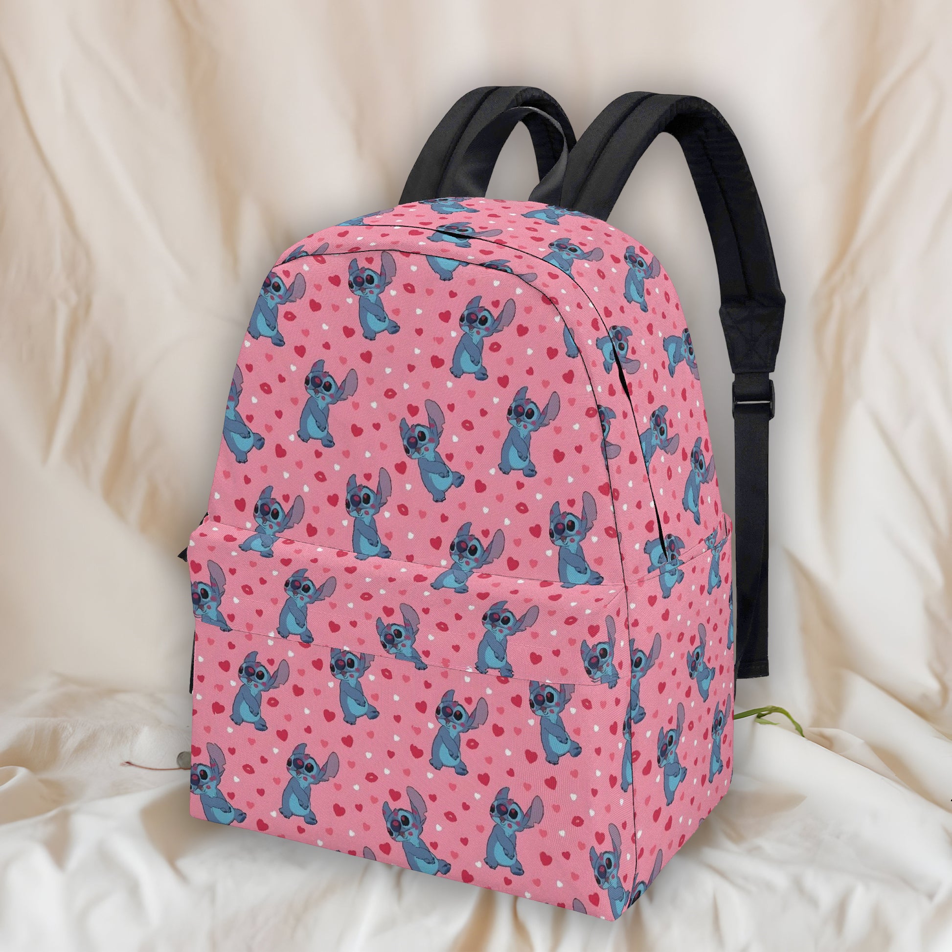 Stitch Pink Backpack, Heart Pattern Kawaii Style Bag, Cute Valentine Gift for Girls BPGR18