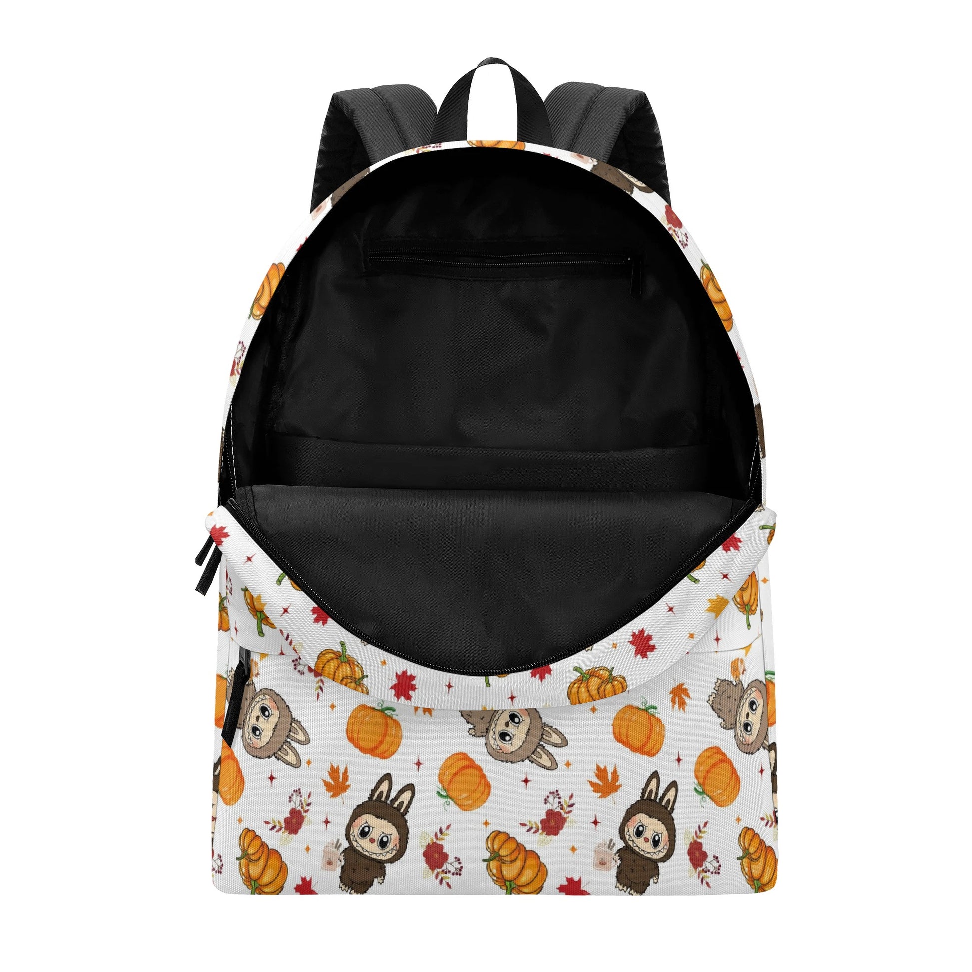 Fall Labubu Backpack, Autumn Pumpkin & Leaves Cartoon School Bag, Cute Thanksgiving Labubu Bookbag for Kids & Fans BPGR02