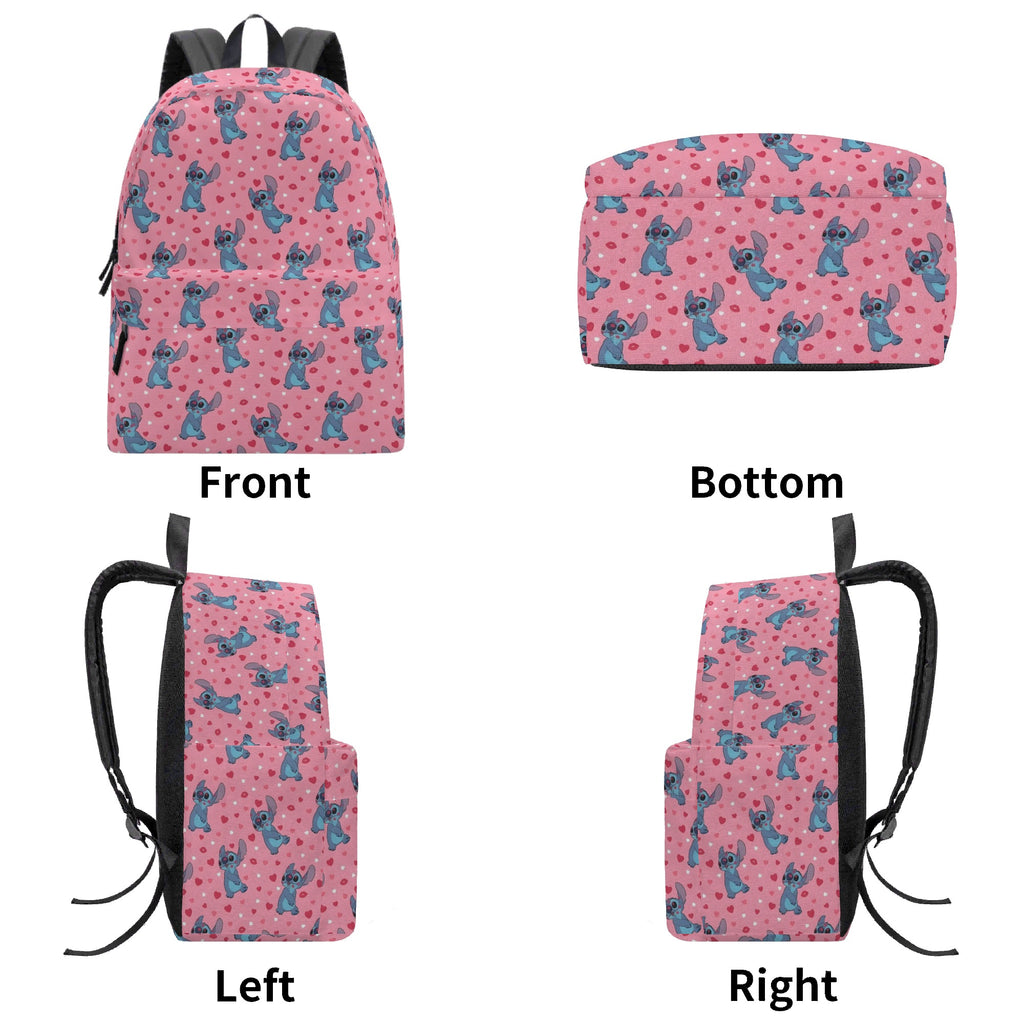 Stitch Pink Backpack, Heart Pattern Kawaii Style Bag, Cute Valentine Gift for Girls BPGR18