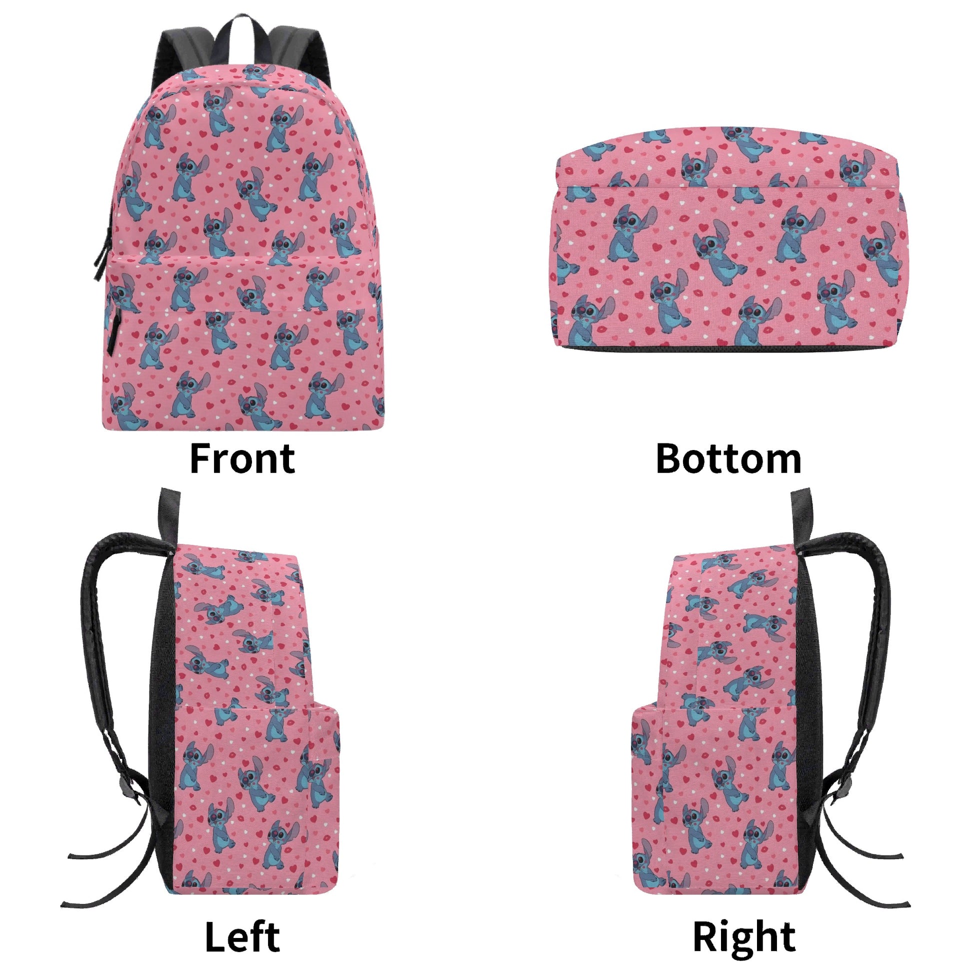 Stitch Pink Backpack, Heart Pattern Kawaii Style Bag, Cute Valentine Gift for Girls BPGR18
