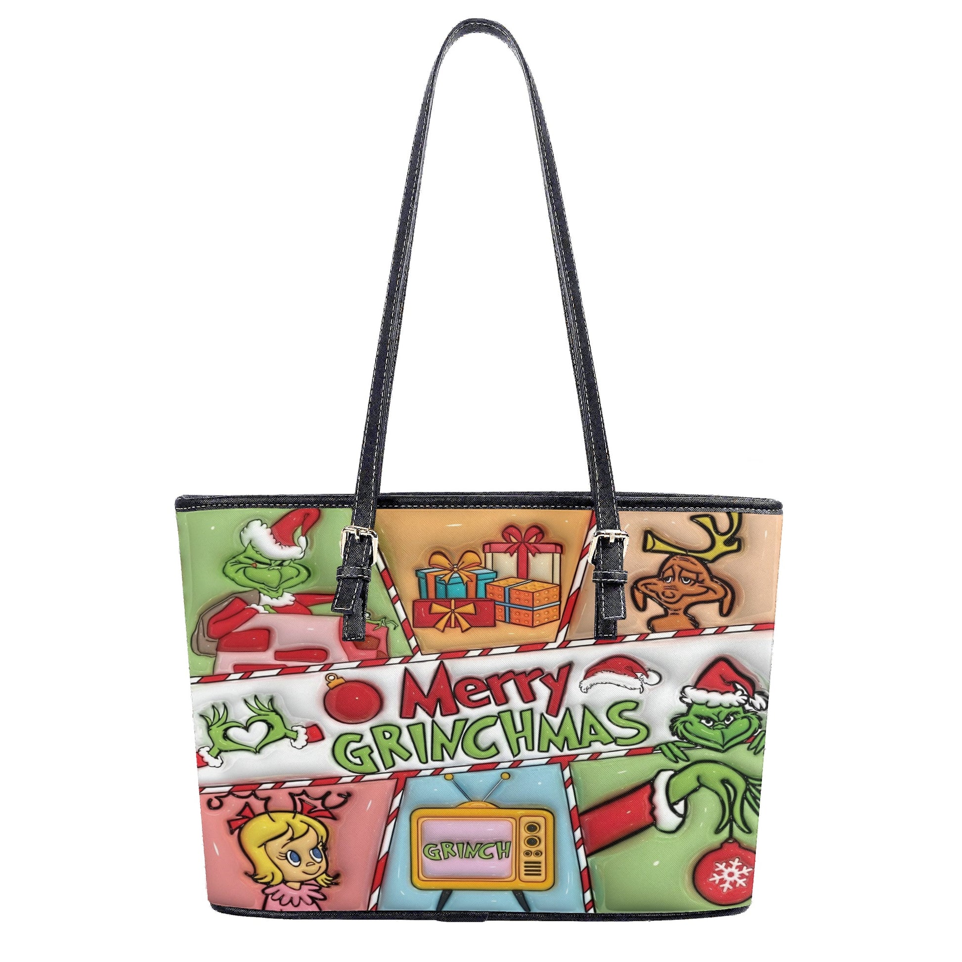 Merry Grinchmas HandBag, Grinch Santa Christmas Purse, Festive Holiday Handbag, Whoville Gift Bag, Funny Green Xmas Bag
