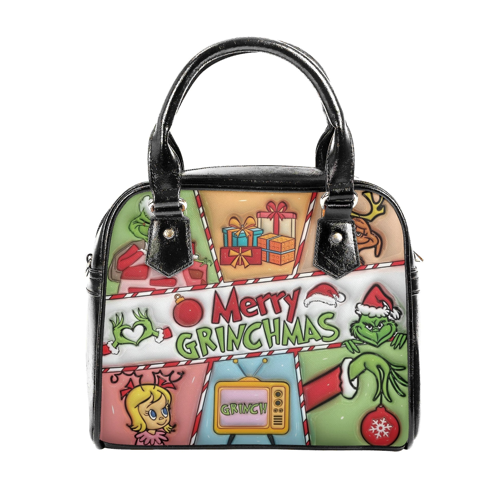 Merry Grinchmas HandBag, Grinch Santa Christmas Purse, Festive Holiday Handbag, Whoville Gift Bag, Funny Green Xmas Bag