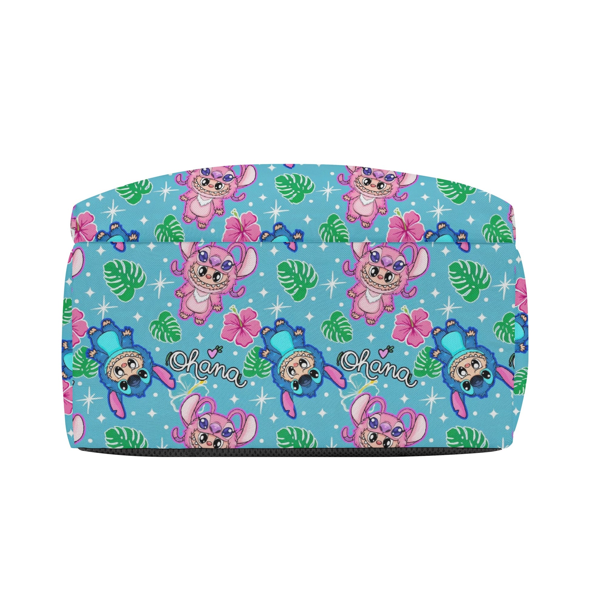 Cute Labubu Stitch & Angel Style Backpack, Custom Nam Labubu Backpack, Kawaii Cartoon School Bag for Kids & Fans, Blue Tropical Labubu Bookbag Gift BPGR01