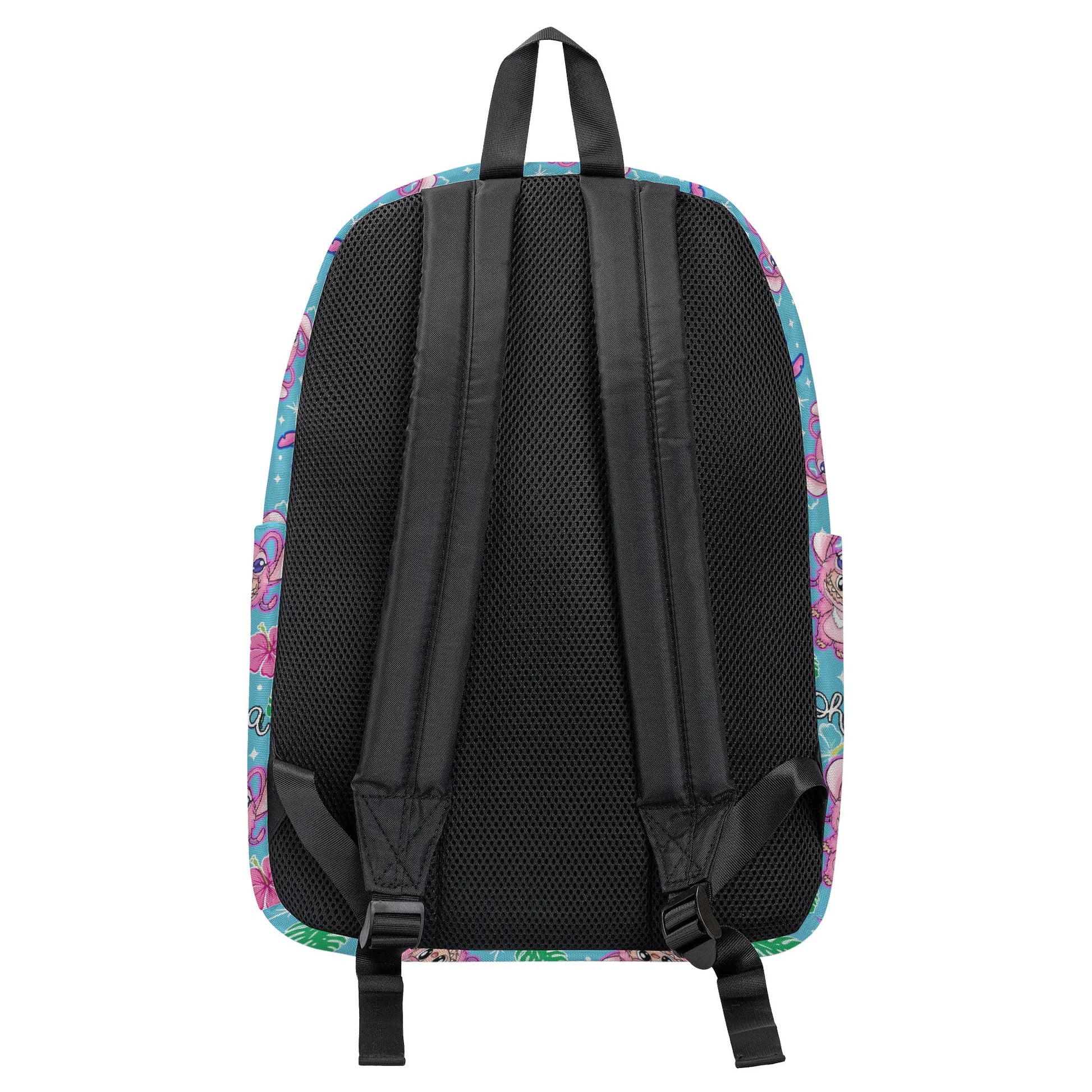 Cute Labubu Stitch & Angel Style Backpack, Custom Nam Labubu Backpack, Kawaii Cartoon School Bag for Kids & Fans, Blue Tropical Labubu Bookbag Gift BPGR01