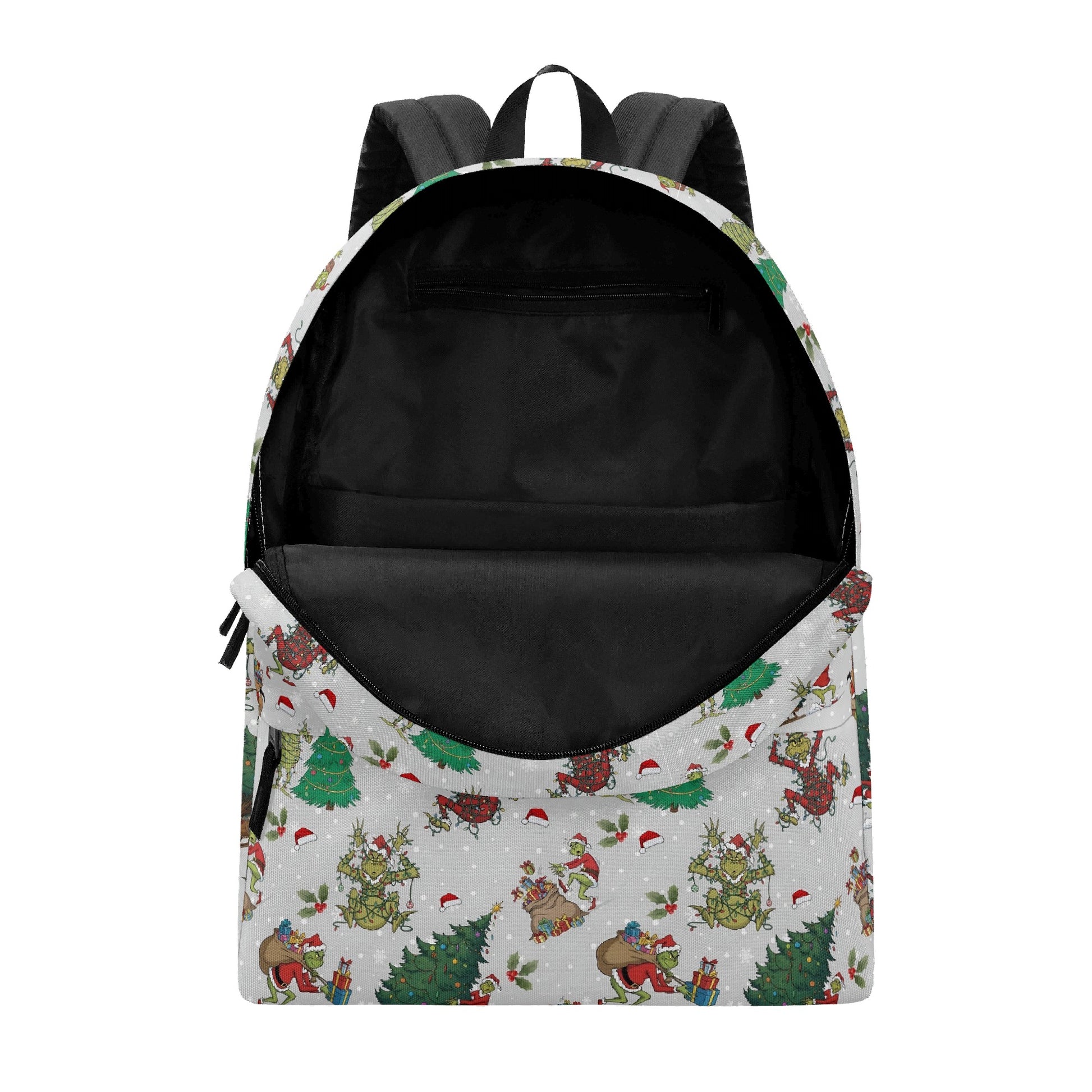 Grinch Sleigh Ride Backpack, Christmas Tree Pattern, Vintage Holiday Gift Bag, Winter Travel School Backpack, Christmas Gifts BPGR41
