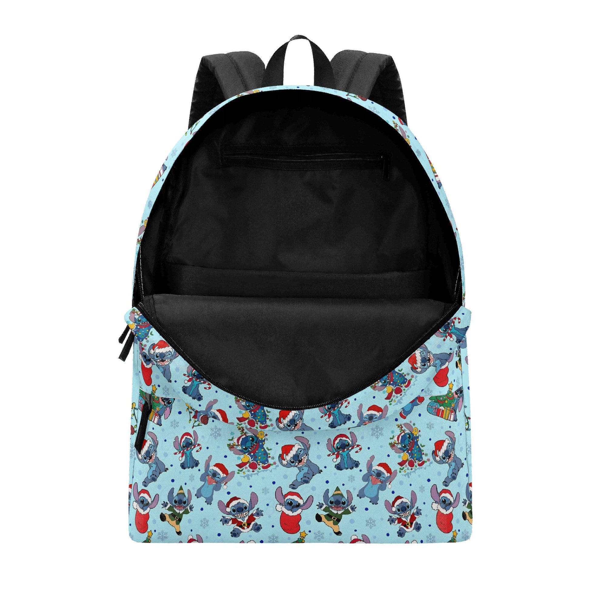 Stitch Christmas Backpack, Santa Claus Holiday Print Bag, Festive Cartoon Rucksack for Winter Gifts BPGR20