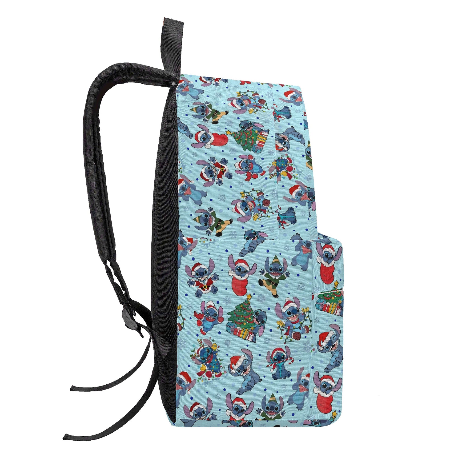 Stitch Christmas Backpack, Santa Claus Holiday Print Bag, Festive Cartoon Rucksack for Winter Gifts BPGR20