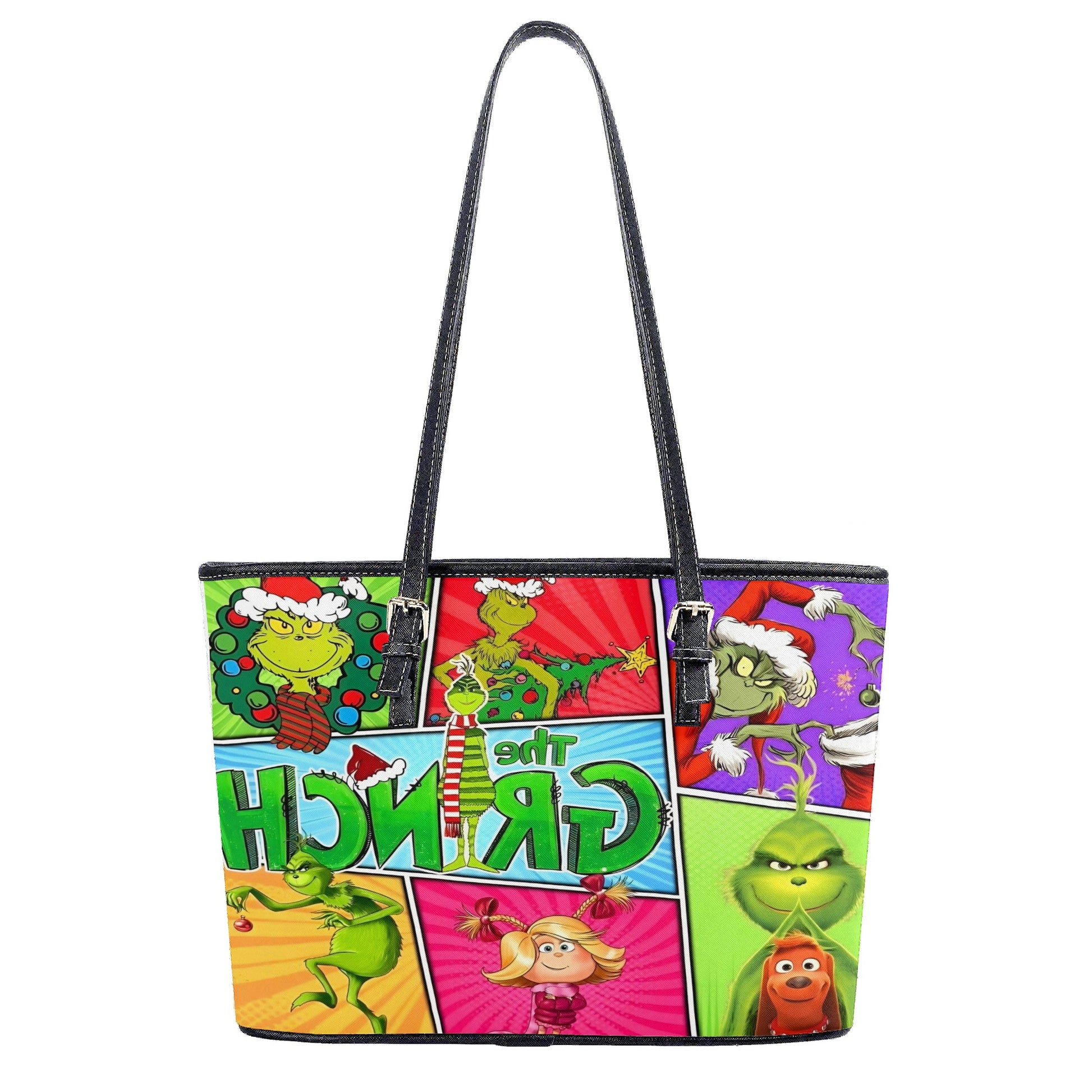 The Grinch Comic HandBag, Retro Christmas Purse, Whoville Holiday Leather Bag, Festive Gift Bag, Cute Xmas Bag