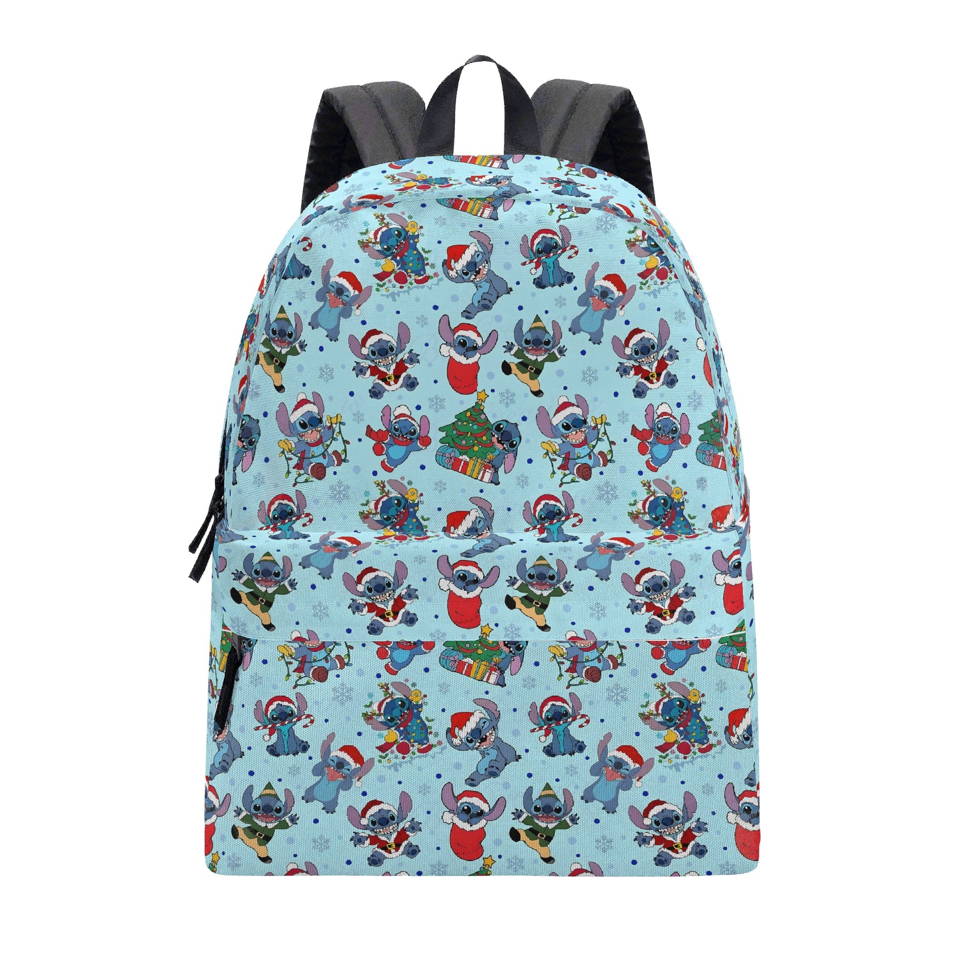Stitch Christmas Backpack, Santa Claus Holiday Print Bag, Festive Cartoon Rucksack for Winter Gifts BPGR20