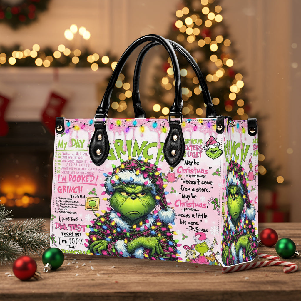 Pink Grinch Diva HandBag, Funny Christmas Purse, Grinch Holiday Handbag, Festive Gift Bag for Women, Whoville Style