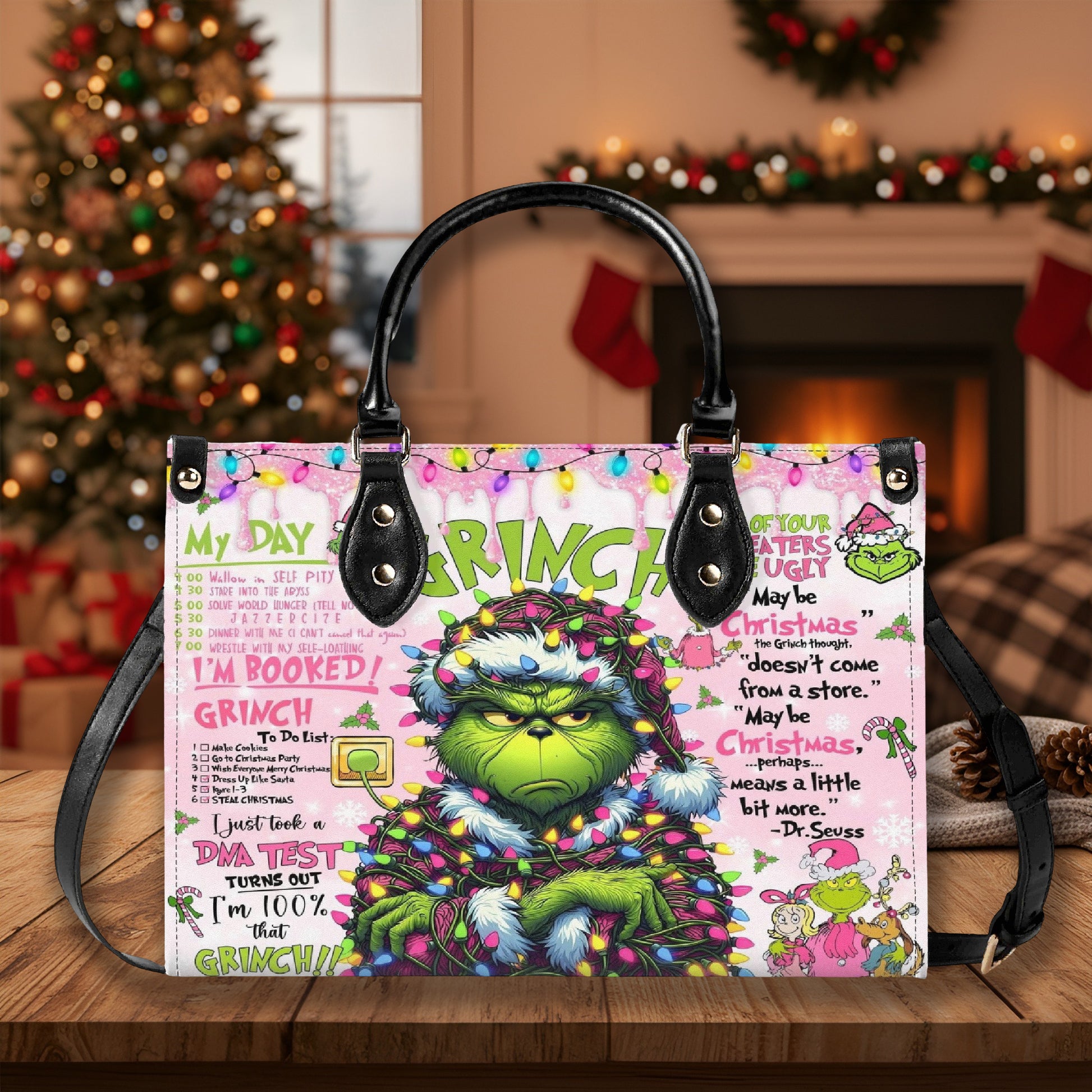 Pink Grinch Diva HandBag, Funny Christmas Purse, Grinch Holiday Handbag, Festive Gift Bag for Women, Whoville Style