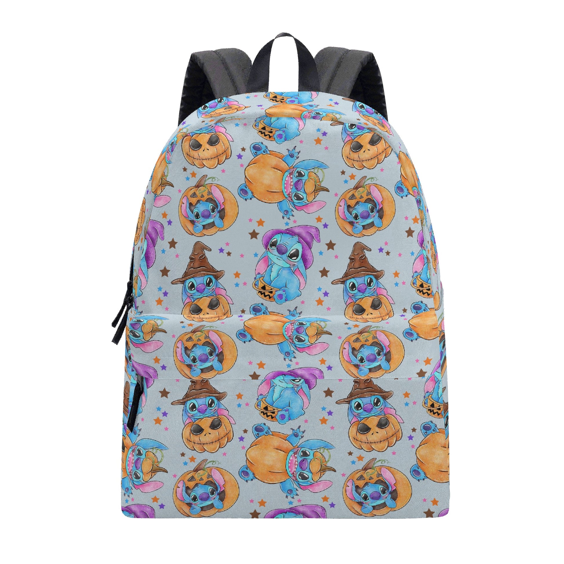 Stitch Halloween Backpack, Pumpkin Magic Witch Hat Print, Cute Spooky Bag for October Fans BPGR22
