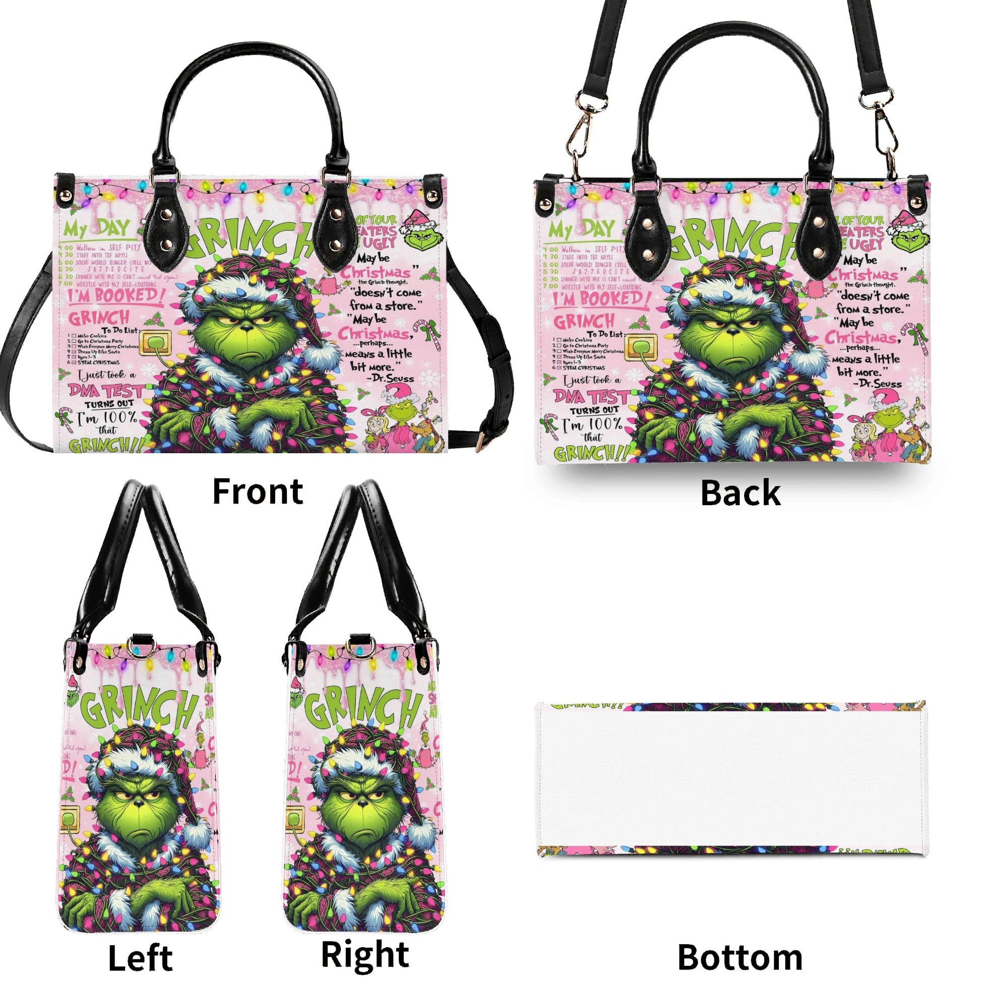 Pink Grinch Diva HandBag, Funny Christmas Purse, Grinch Holiday Handbag, Festive Gift Bag for Women, Whoville Style