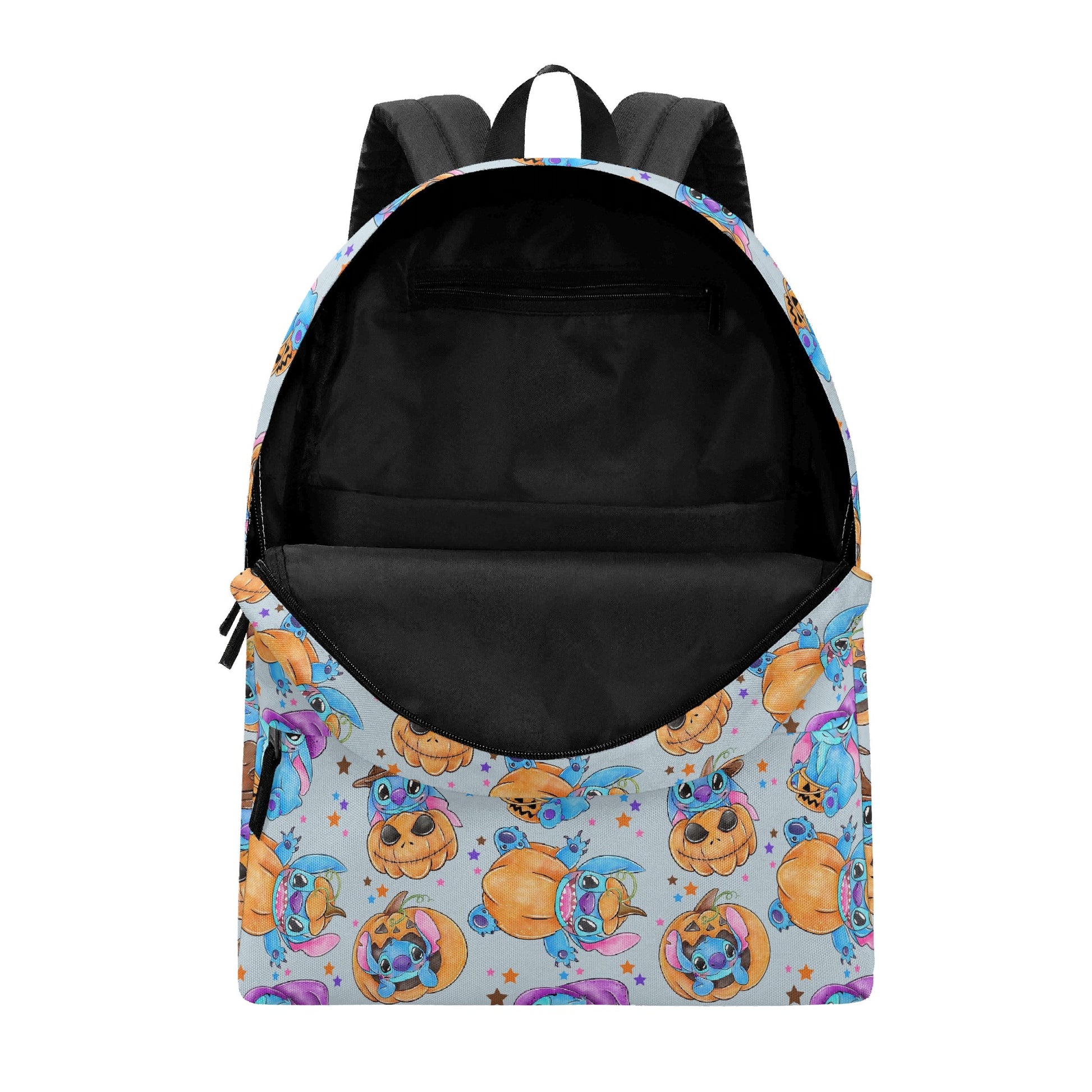 Stitch Halloween Backpack, Pumpkin Magic Witch Hat Print, Cute Spooky Bag for October Fans BPGR22