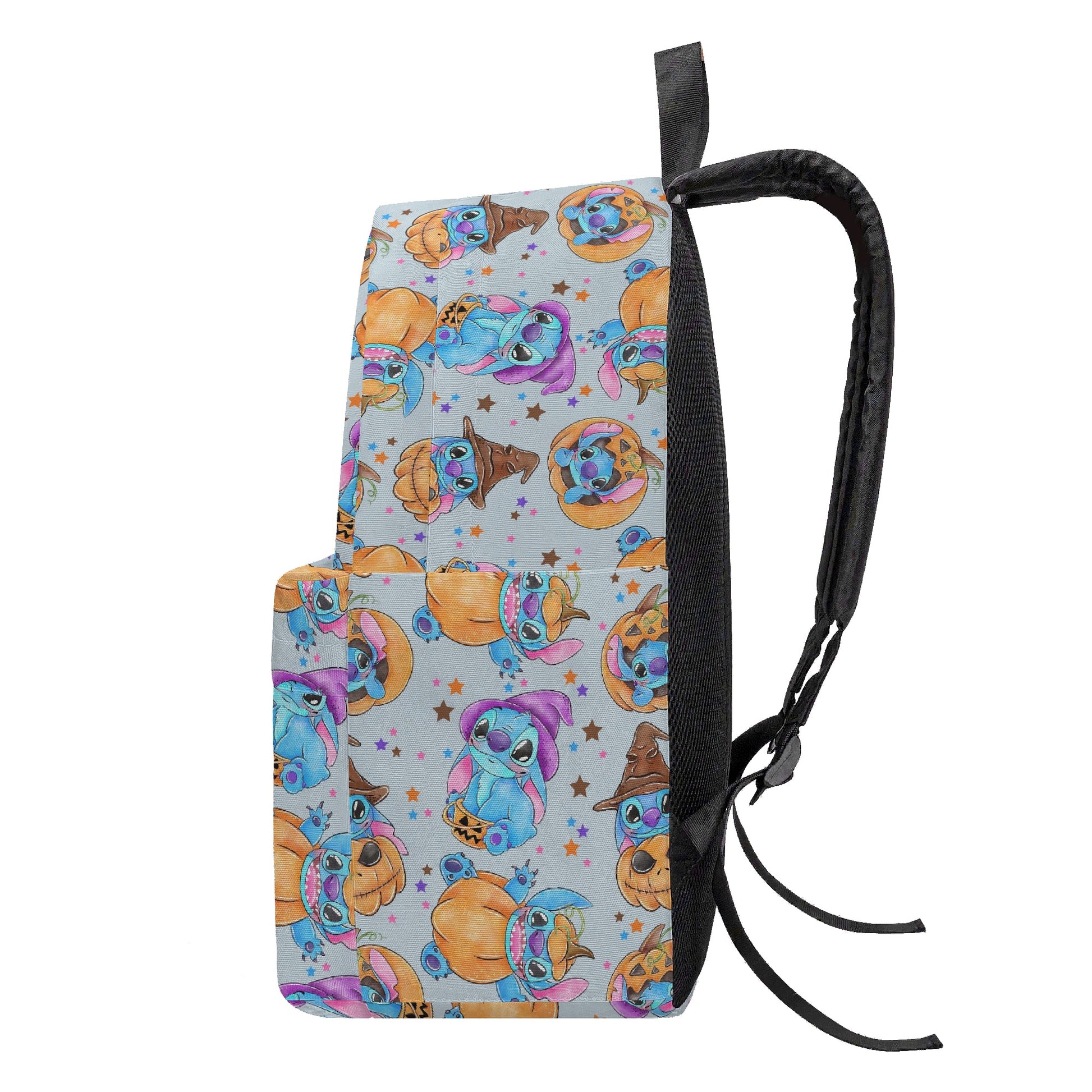 Stitch Halloween Backpack, Pumpkin Magic Witch Hat Print, Cute Spooky Bag for October Fans BPGR22