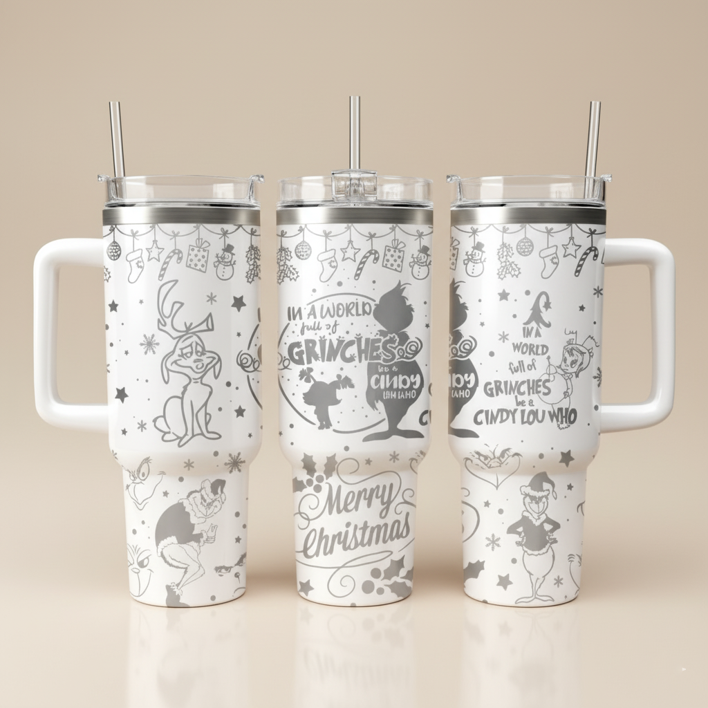 In A World Full Of Grinches Tumbler, Funny Grinchmas Quote Cup, Christmas Drinkware, Holiday Gift Idea, Christmas Gift