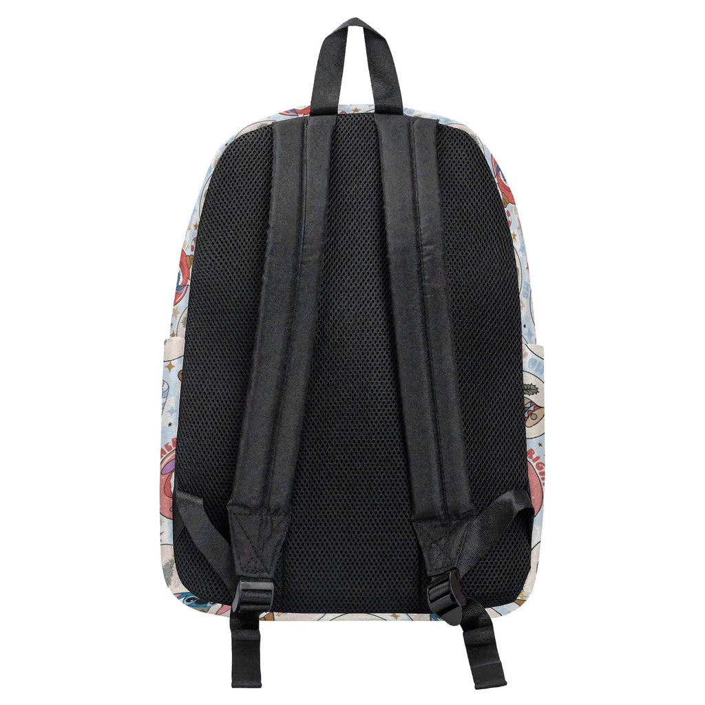 Stitch Christmas Backpack, Ornament Print Holiday Bag, Merry & Bright Cartoon Gift Idea BPGR23