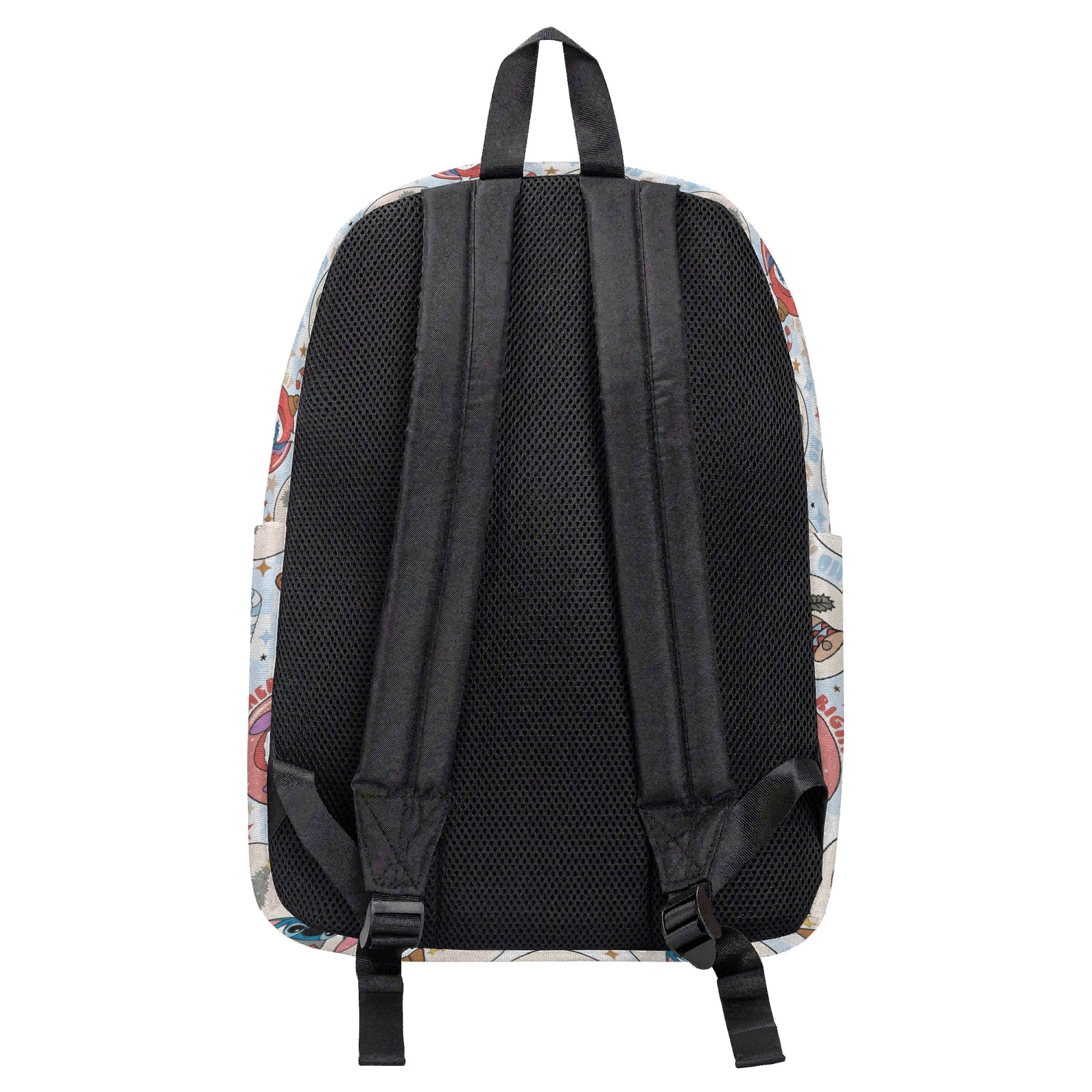 Stitch Christmas Backpack, Ornament Print Holiday Bag, Merry & Bright Cartoon Gift Idea BPGR23