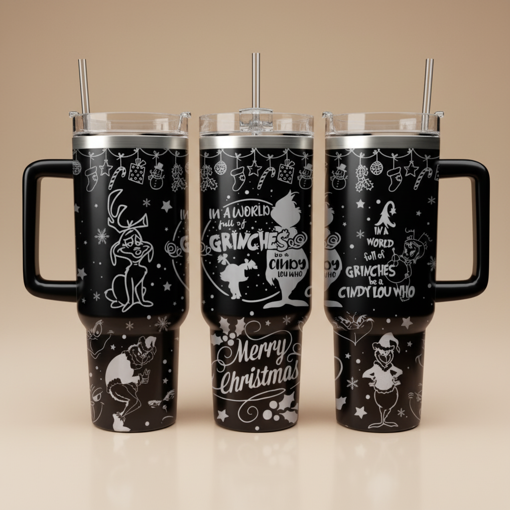 In A World Full Of Grinches Tumbler, Funny Grinchmas Quote Cup, Christmas Drinkware, Holiday Gift Idea, Christmas Gift