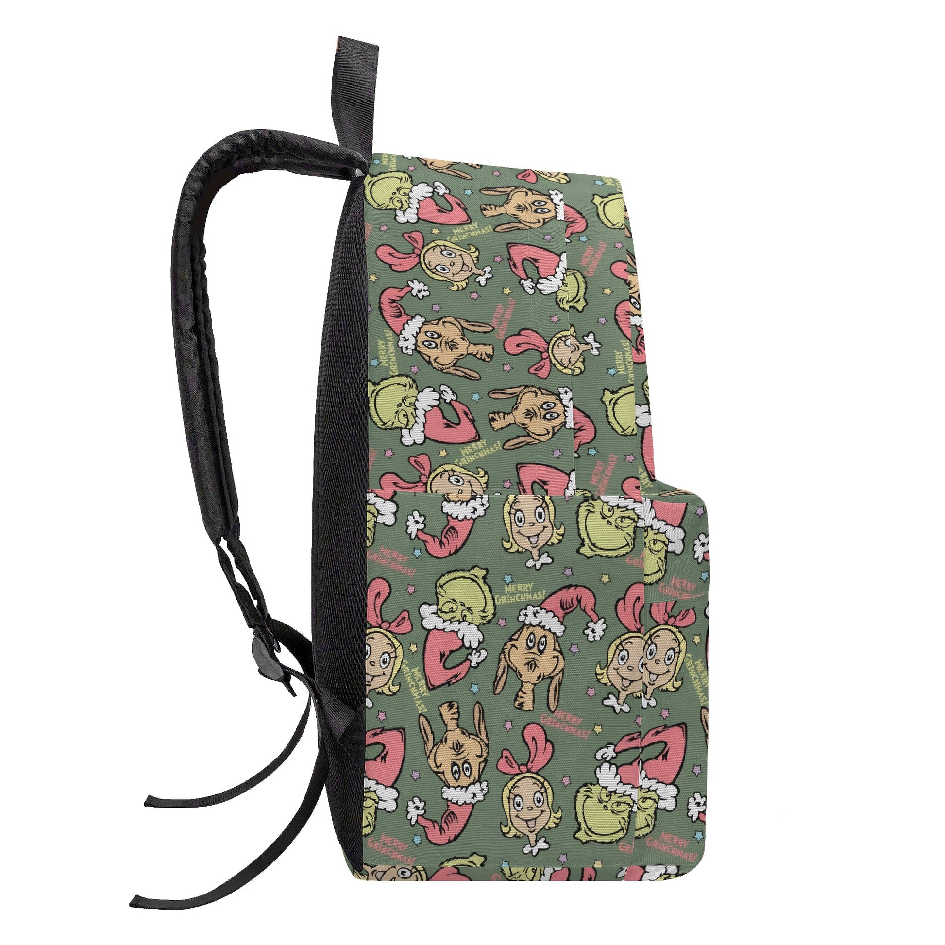 Grinch Green Backpack, Cute Character Pattern, Retro Holiday Bag, Funny Christmas Gift, Travel School Backpack BPGR44
