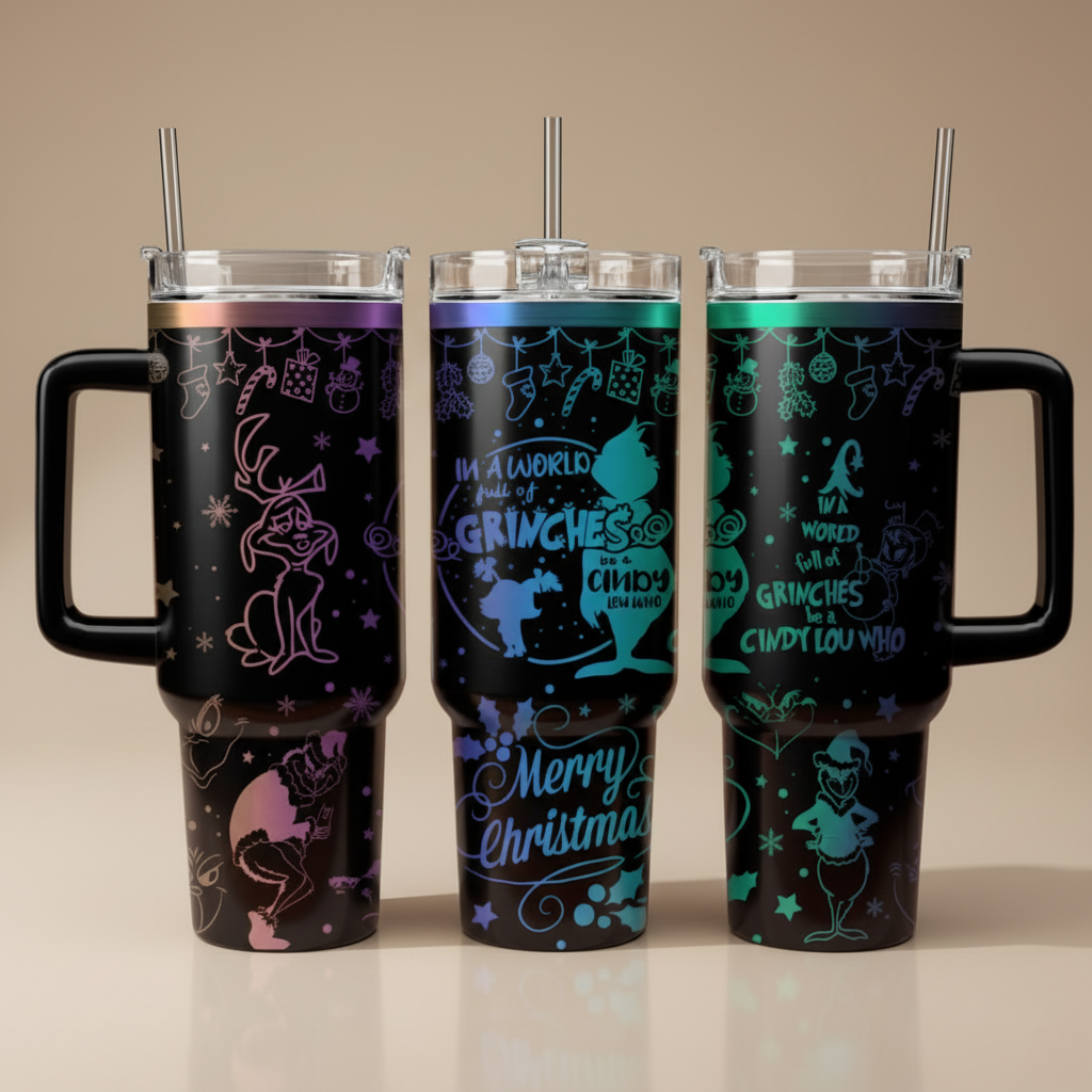 In A World Full Of Grinches Tumbler, Funny Grinchmas Quote Cup, Christmas Drinkware, Holiday Gift Idea, Christmas Gift