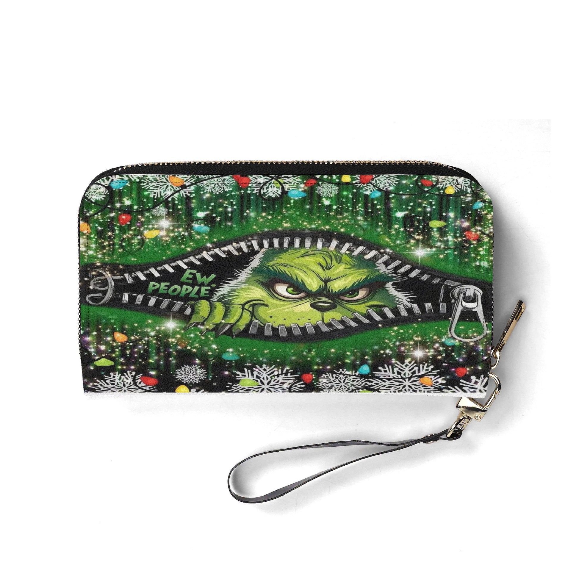 Grinch Santa HandBag, Funny Christmas Leather Bag, Retro Holiday Purse, Whoville Themed Gift Bag, Festive Winter Accessory