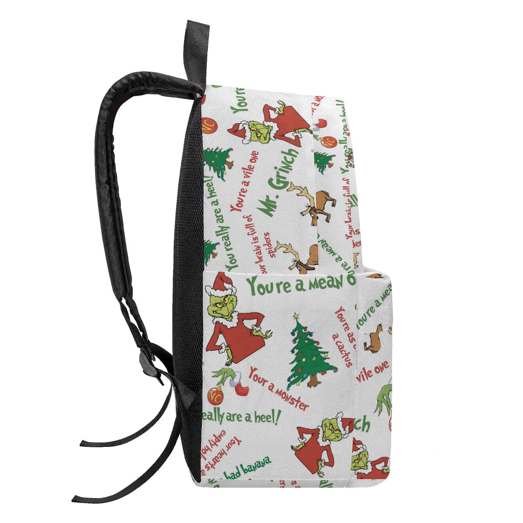 Mr. Grinch Backpack, Classic Quote Pattern, Retro Christmas Bag, Funny Holiday Gift, Travel School Backpack BPGR45