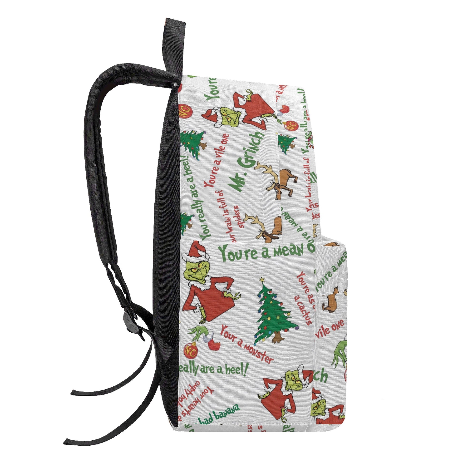 Mr. Grinch Backpack, Classic Quote Pattern, Retro Christmas Bag, Funny Holiday Gift, Travel School Backpack BPGR45