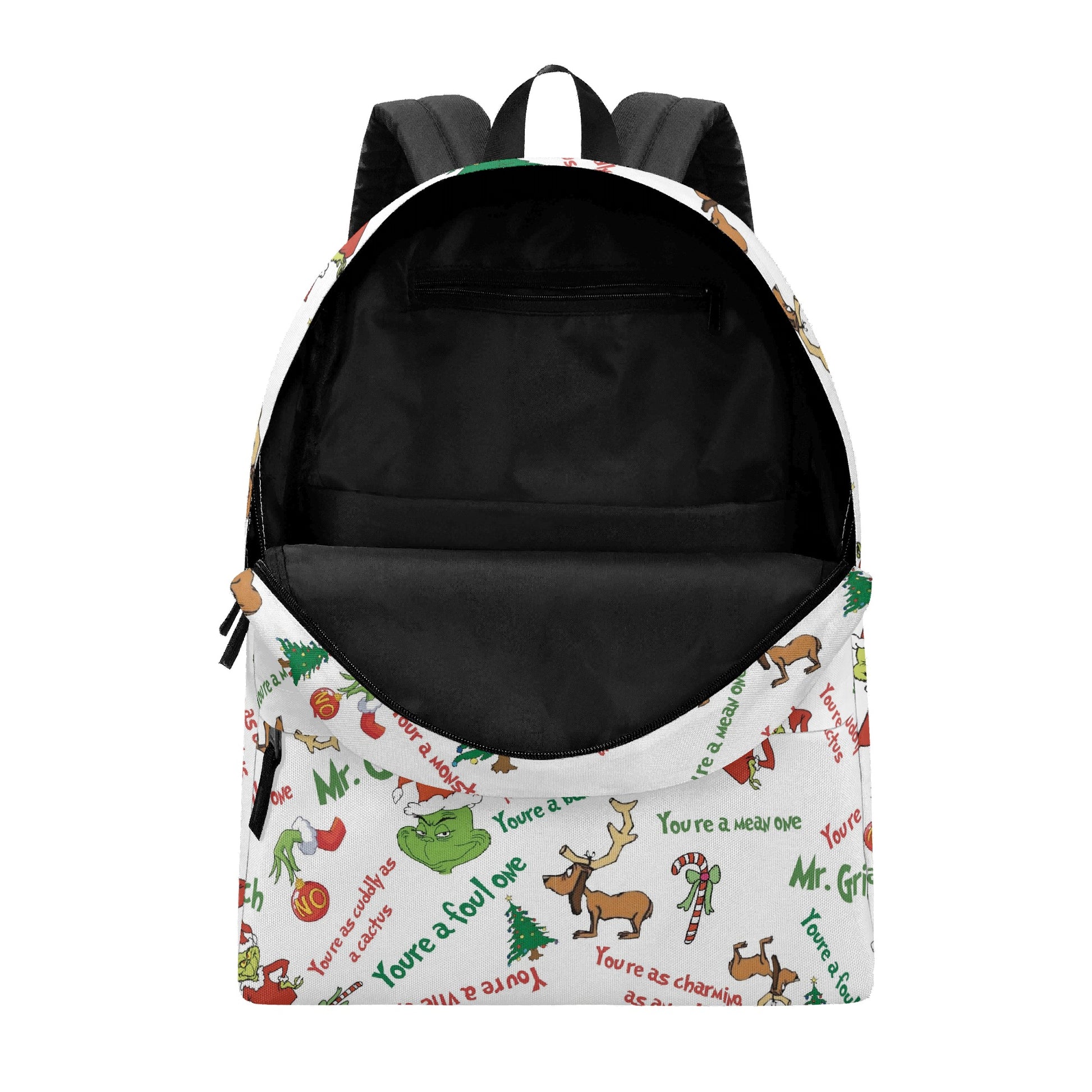 Mr. Grinch Backpack, Classic Quote Pattern, Retro Christmas Bag, Funny Holiday Gift, Travel School Backpack BPGR45