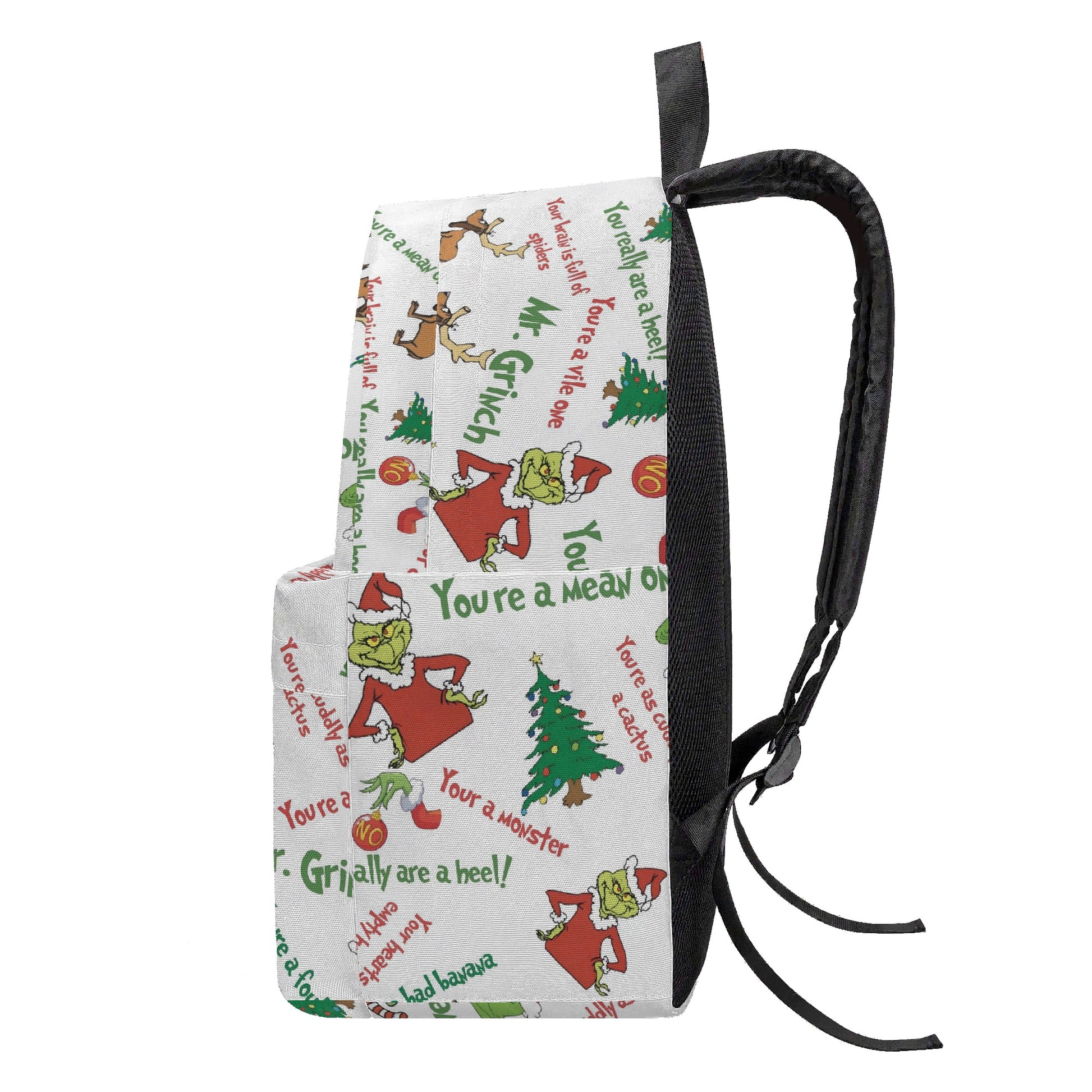 Mr. Grinch Backpack, Classic Quote Pattern, Retro Christmas Bag, Funny Holiday Gift, Travel School Backpack BPGR45