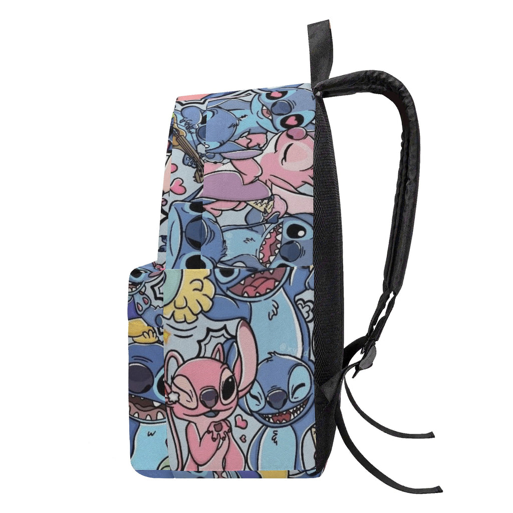 Stitch and Angel Backpack, Love Heart Pop Art Print, Cute Couple Cartoon Bag for Fans BPGR25