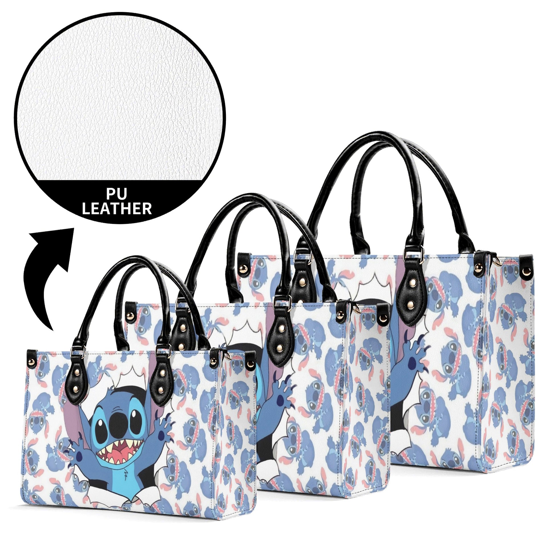 Stitch Halloween Leather Handbag, Cute Cartoon Anime Tote Bag for Women, Women’s Halloween Accessory Handbag