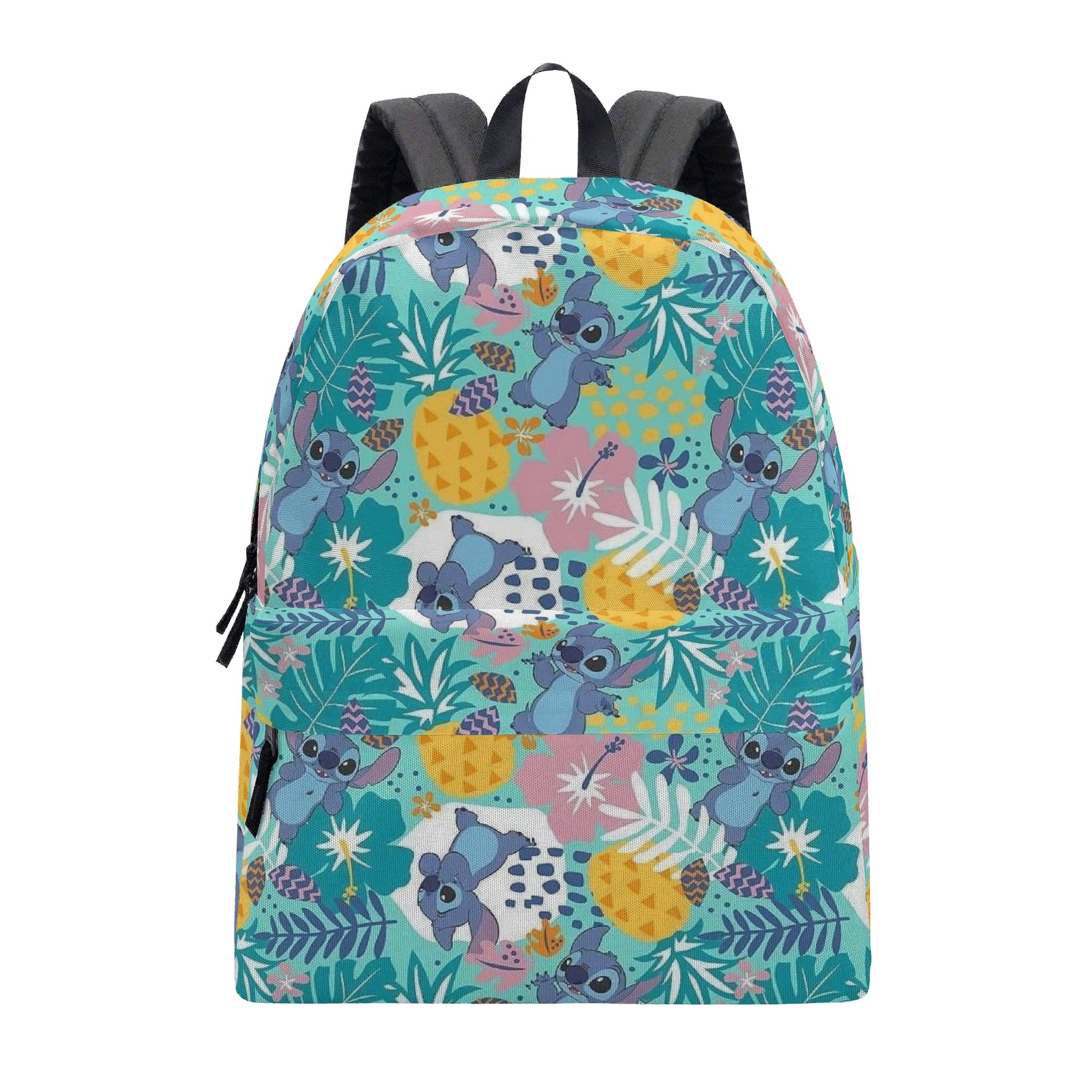 Stitch Backpack for Kids and Adults, Cute Hawaiian Pineapple Print School Bag, Cartoon Character Travel Backpack BPGR28