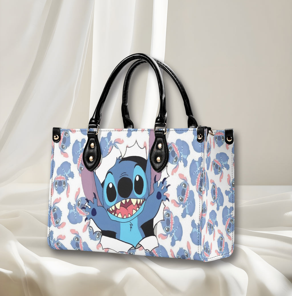Stitch Halloween Leather Handbag, Cute Cartoon Anime Tote Bag for Women, Women’s Halloween Accessory Handbag