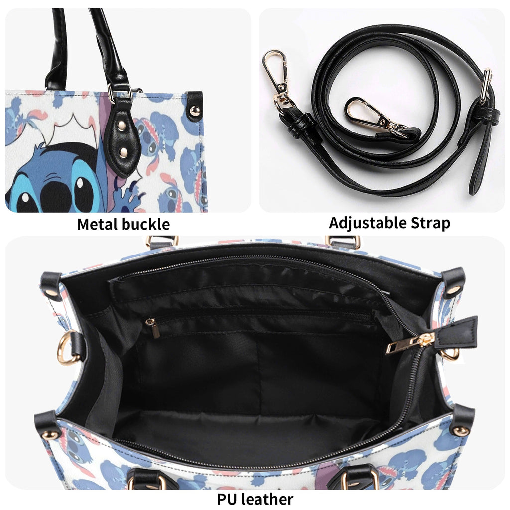 Stitch Halloween Leather Handbag, Cute Cartoon Anime Tote Bag for Women, Women’s Halloween Accessory Handbag