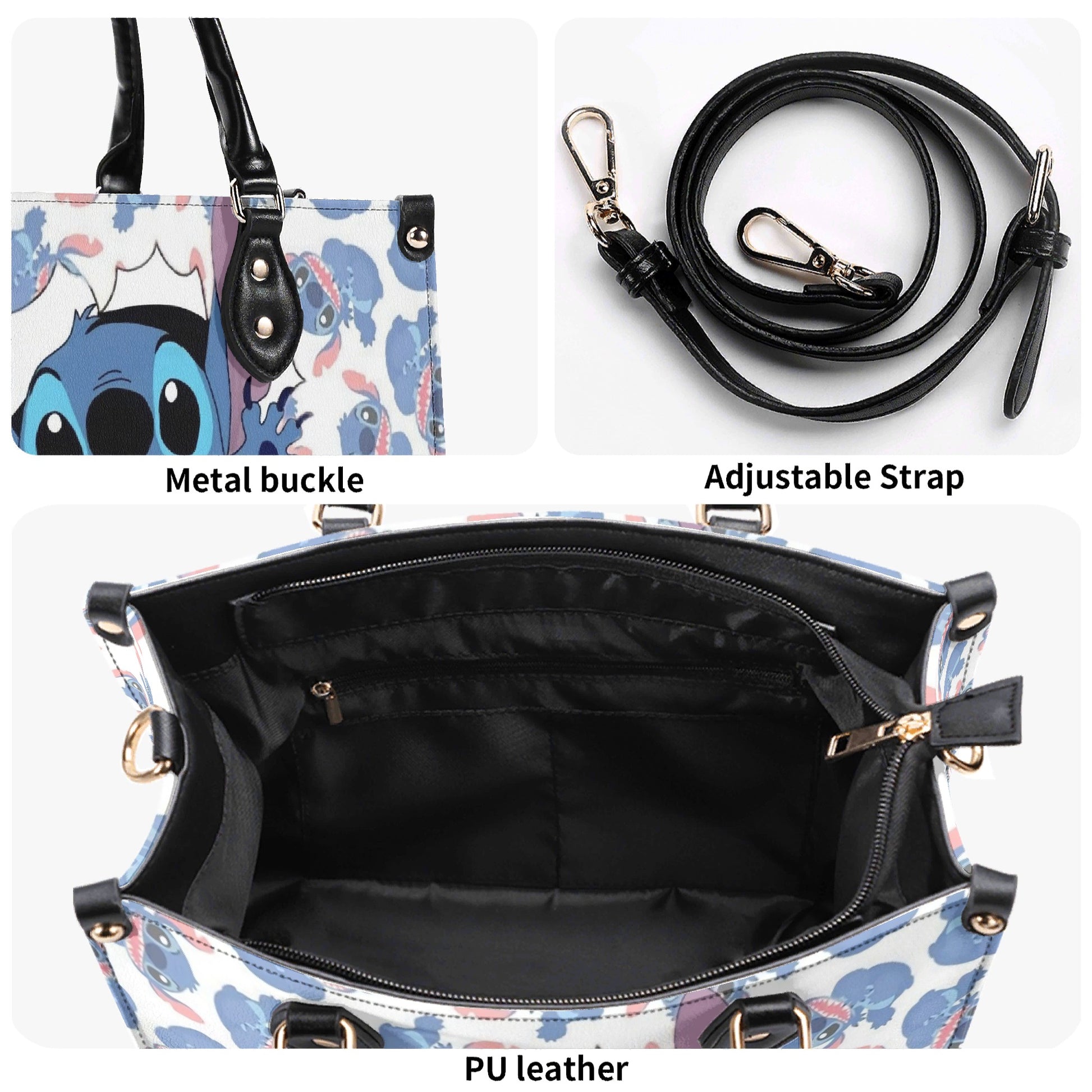 Stitch Halloween Leather Handbag, Cute Cartoon Anime Tote Bag for Women, Women’s Halloween Accessory Handbag