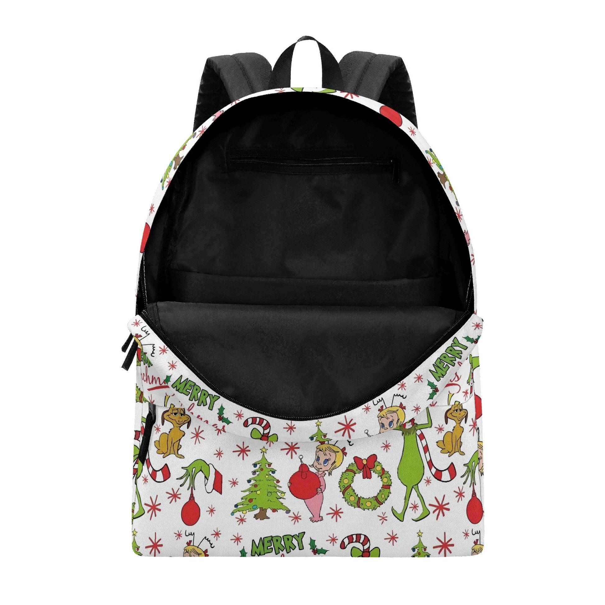 Grinch Backpack Merry Grinchmas, Cute Holiday Pattern, Christmas Gift, Allover Print, School Travel Bag BPGR28