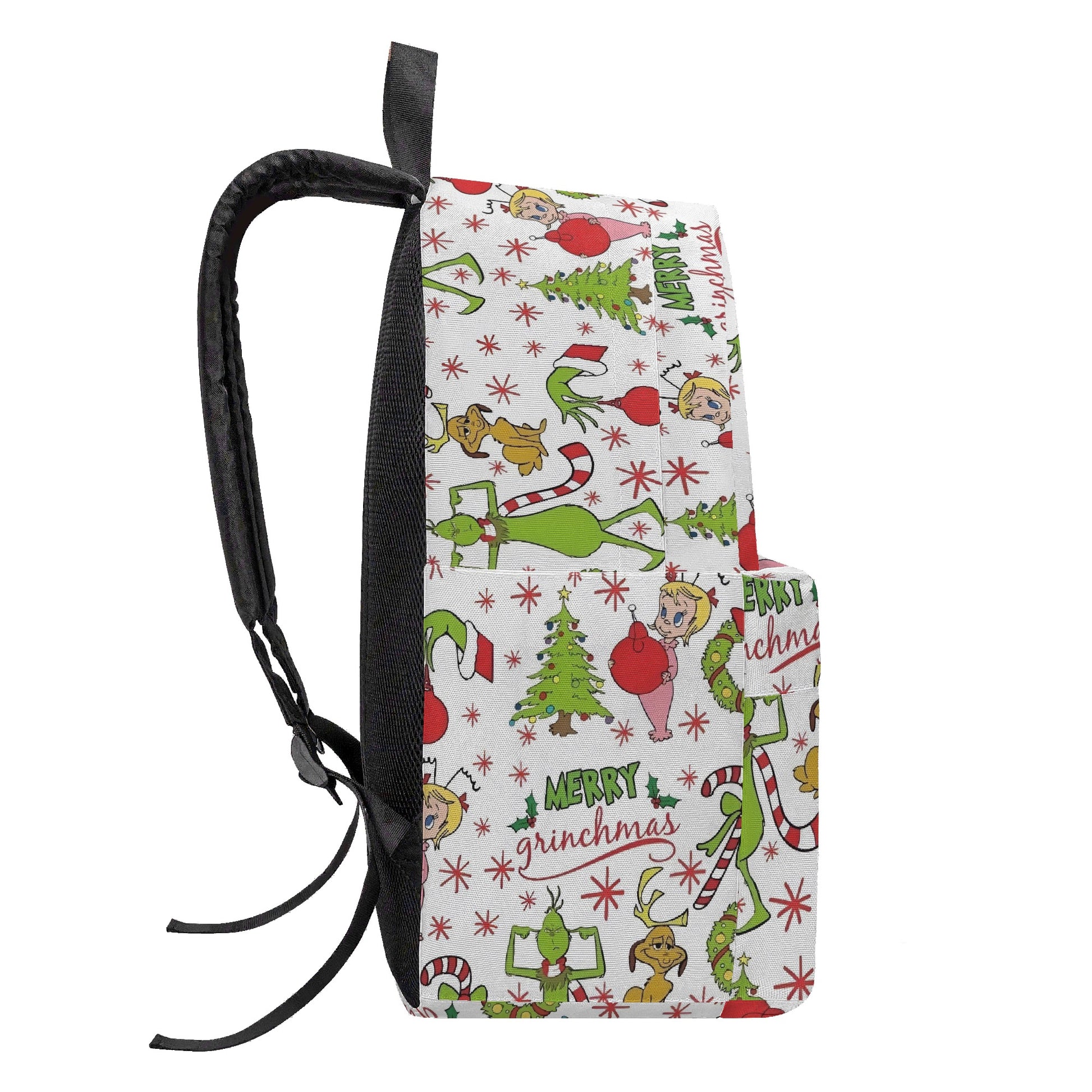 Grinch Backpack Merry Grinchmas, Cute Holiday Pattern, Christmas Gift, Allover Print, School Travel Bag BPGR28
